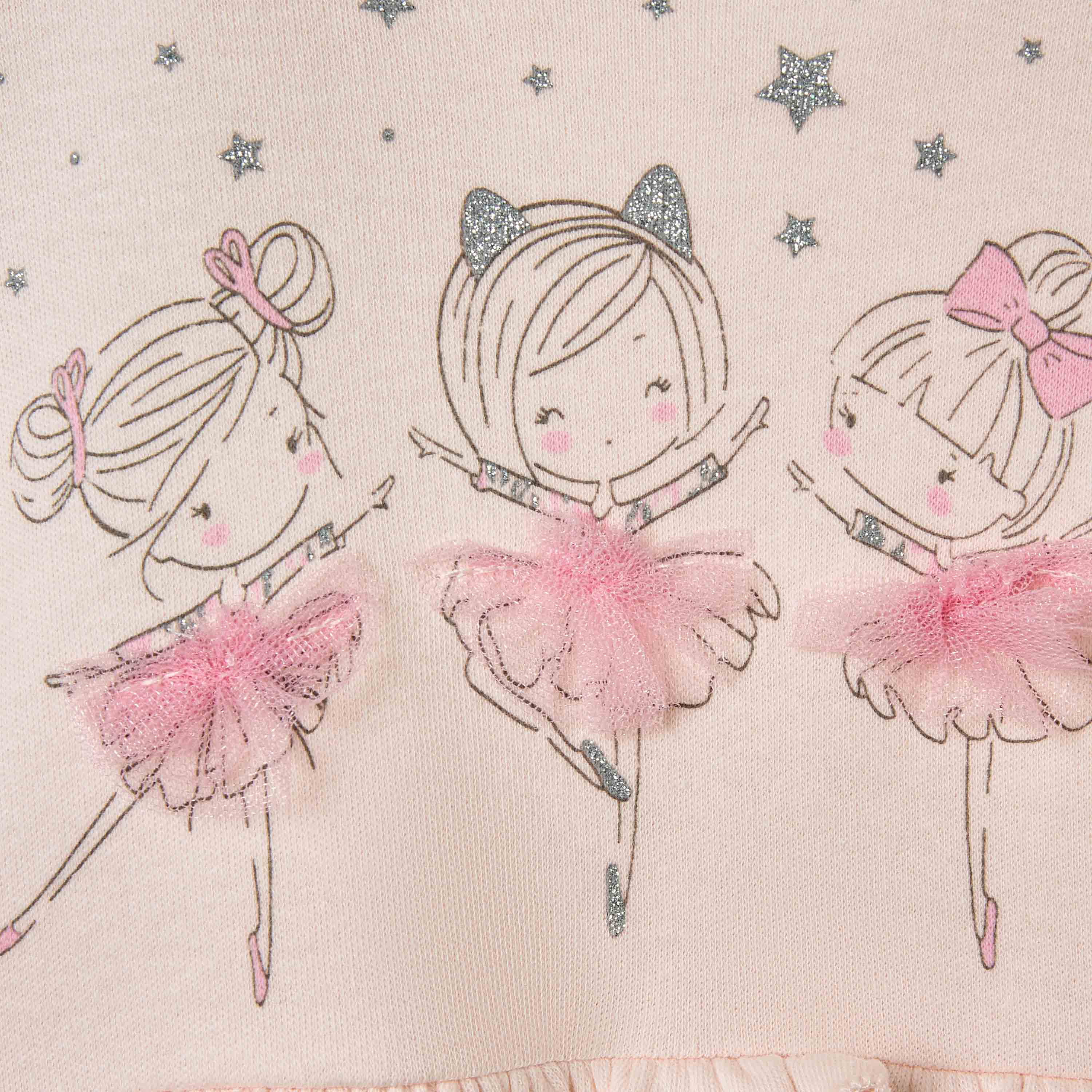 Juniors Ballerina Print Romper with Puff Sleeves-baby-girls-clothing-rompers-image-5