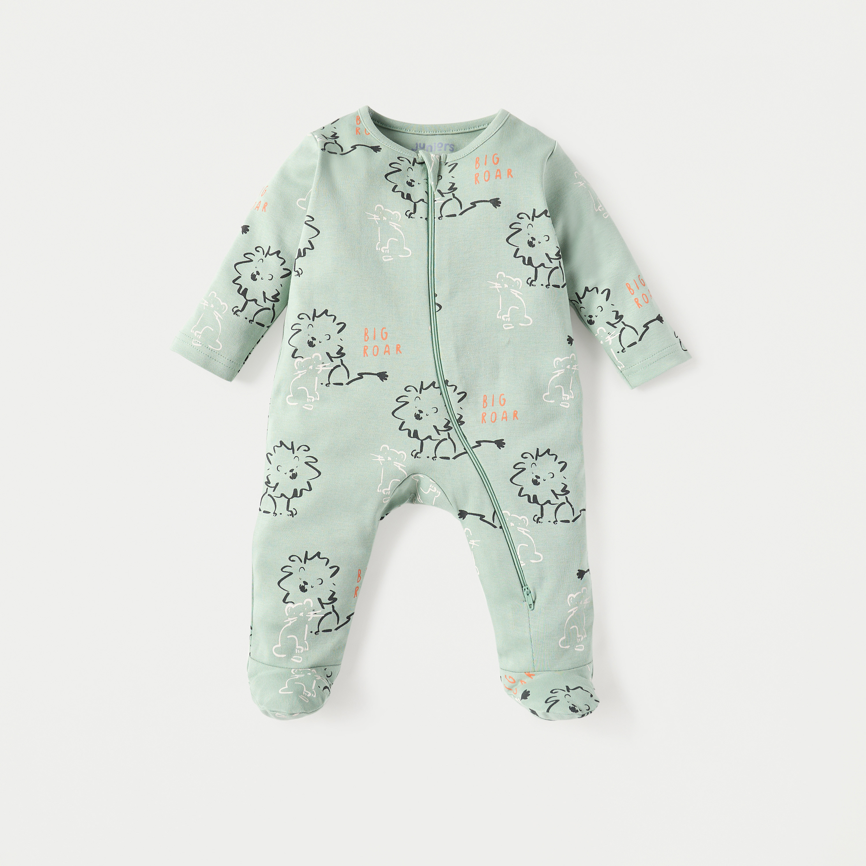 Juniors Printed Closed Feet Sleepsuit with Zip Closure-baby-boys-clothing-nightwear-sleepsuits-image-1