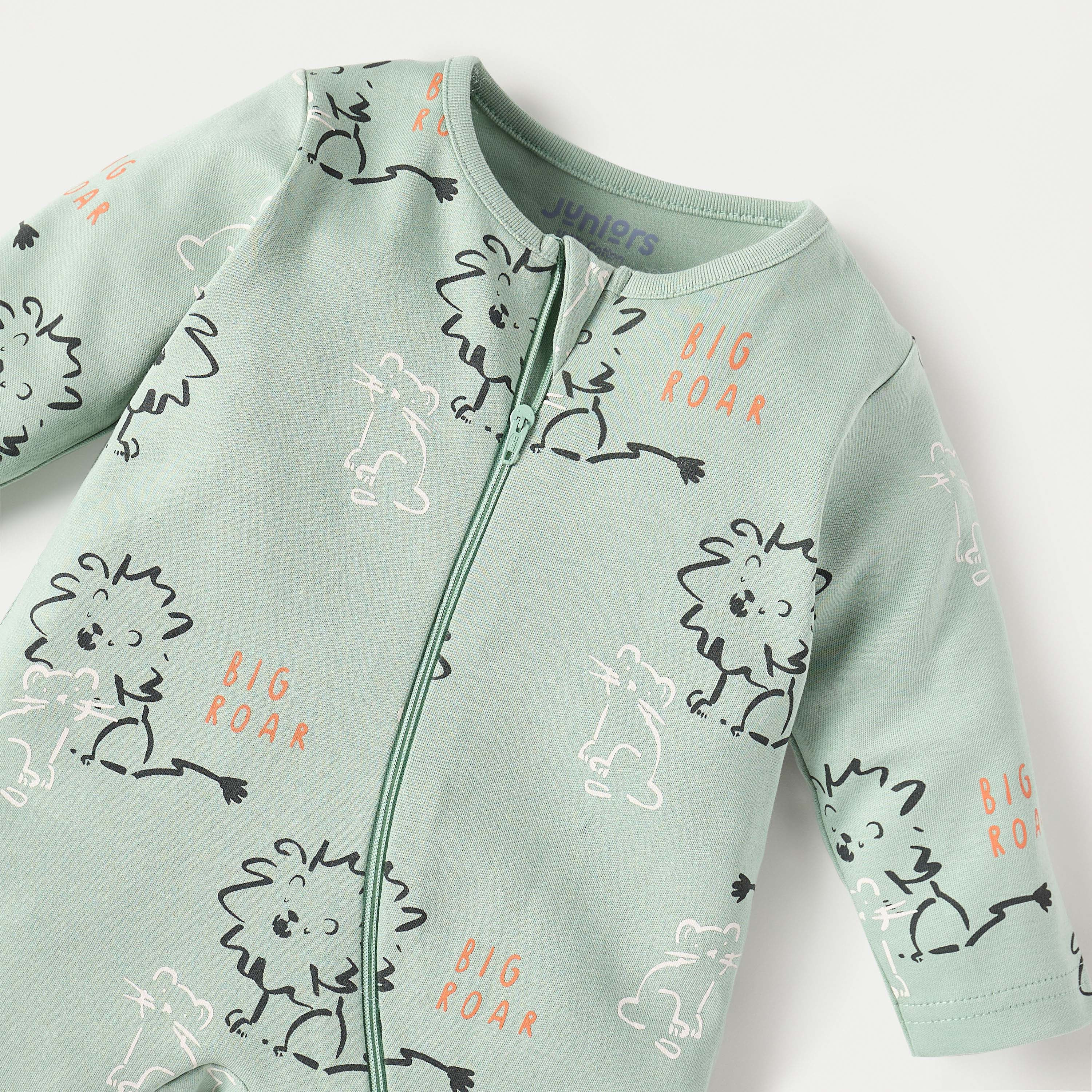 Juniors Printed Closed Feet Sleepsuit with Zip Closure-baby-boys-clothing-nightwear-sleepsuits-image-3