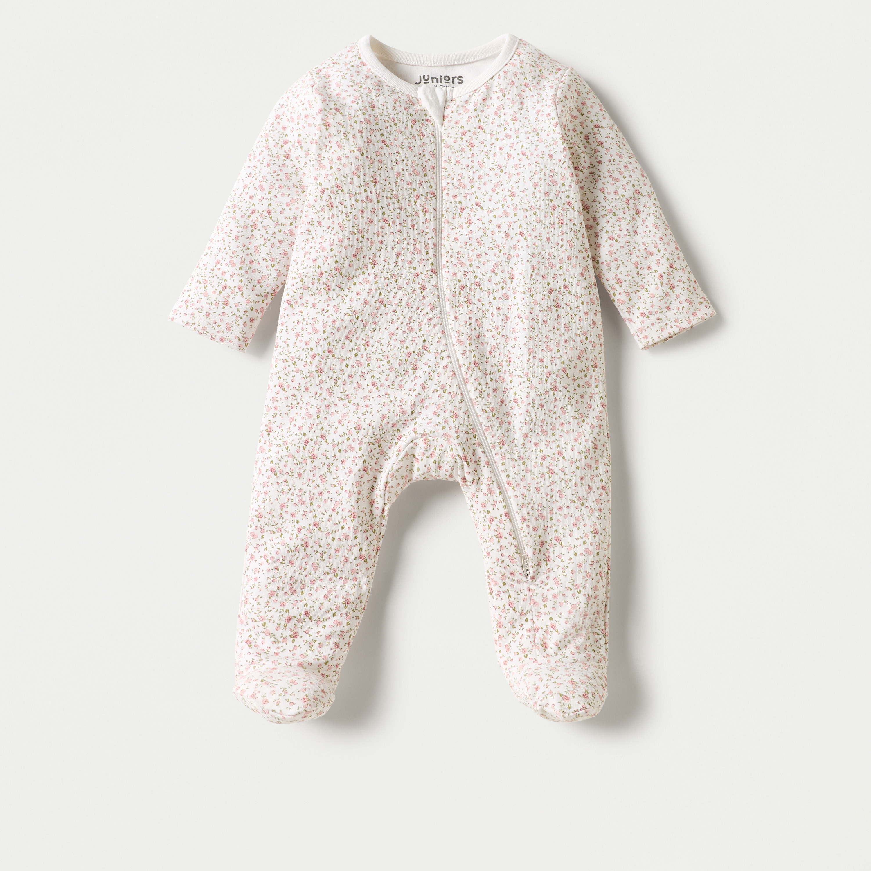 بدلة نوم بسحاب إغلاق وطبعات أزهار من جونيورز-bsclothing-babygirls-nightwear-sleepsuits-image-1