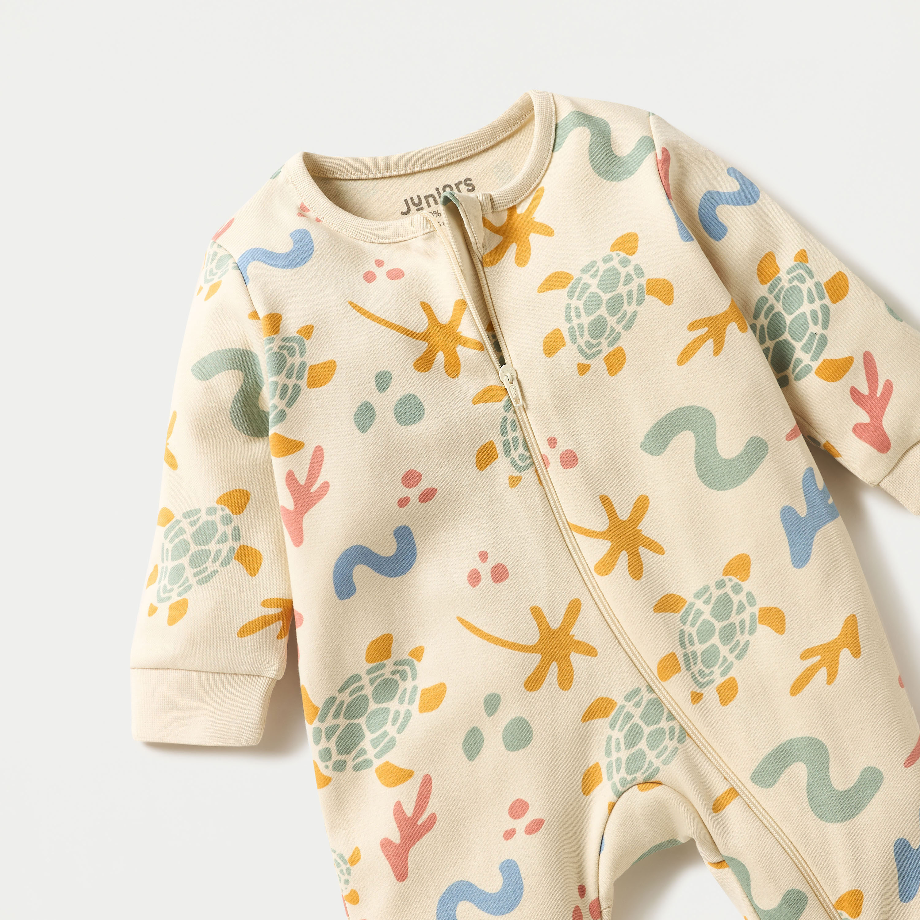 Juniors Abstract Print Sleepsuit with Long Sleeves and Zip Closure-baby-boys-clothing-nightwear-sleepsuits-image-3