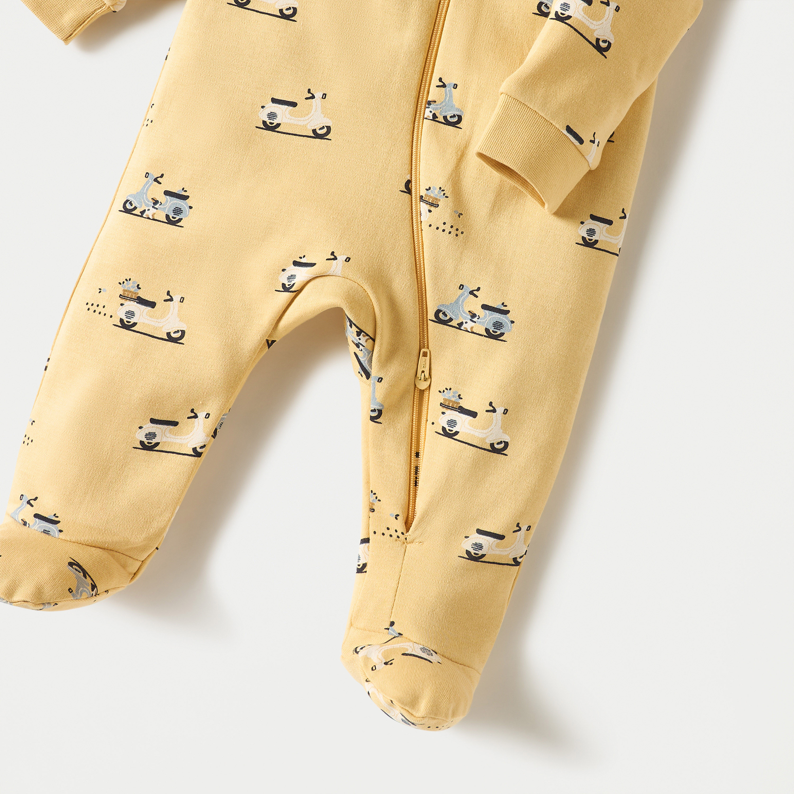 Juniors Scooter Print Closed Feet Sleepsuit with Long Sleeves and Zip Closure-baby-boys-clothing-nightwear-sleepsuits-image-3