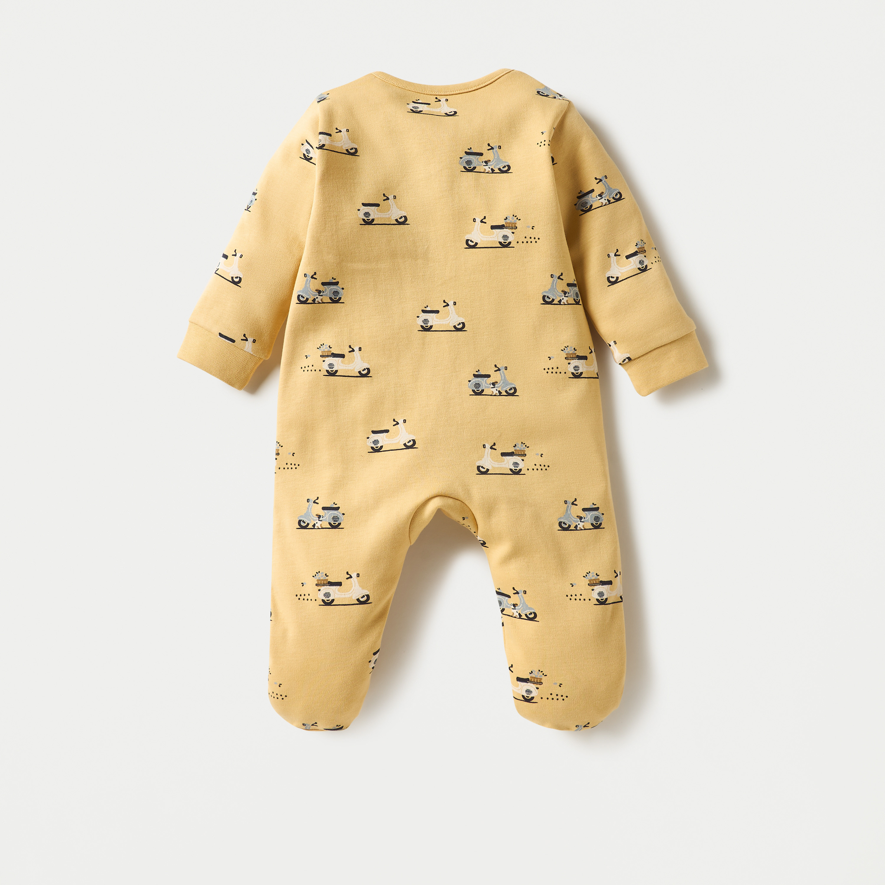 Juniors Scooter Print Closed Feet Sleepsuit with Long Sleeves and Zip Closure-baby-boys-clothing-nightwear-sleepsuits-image-4