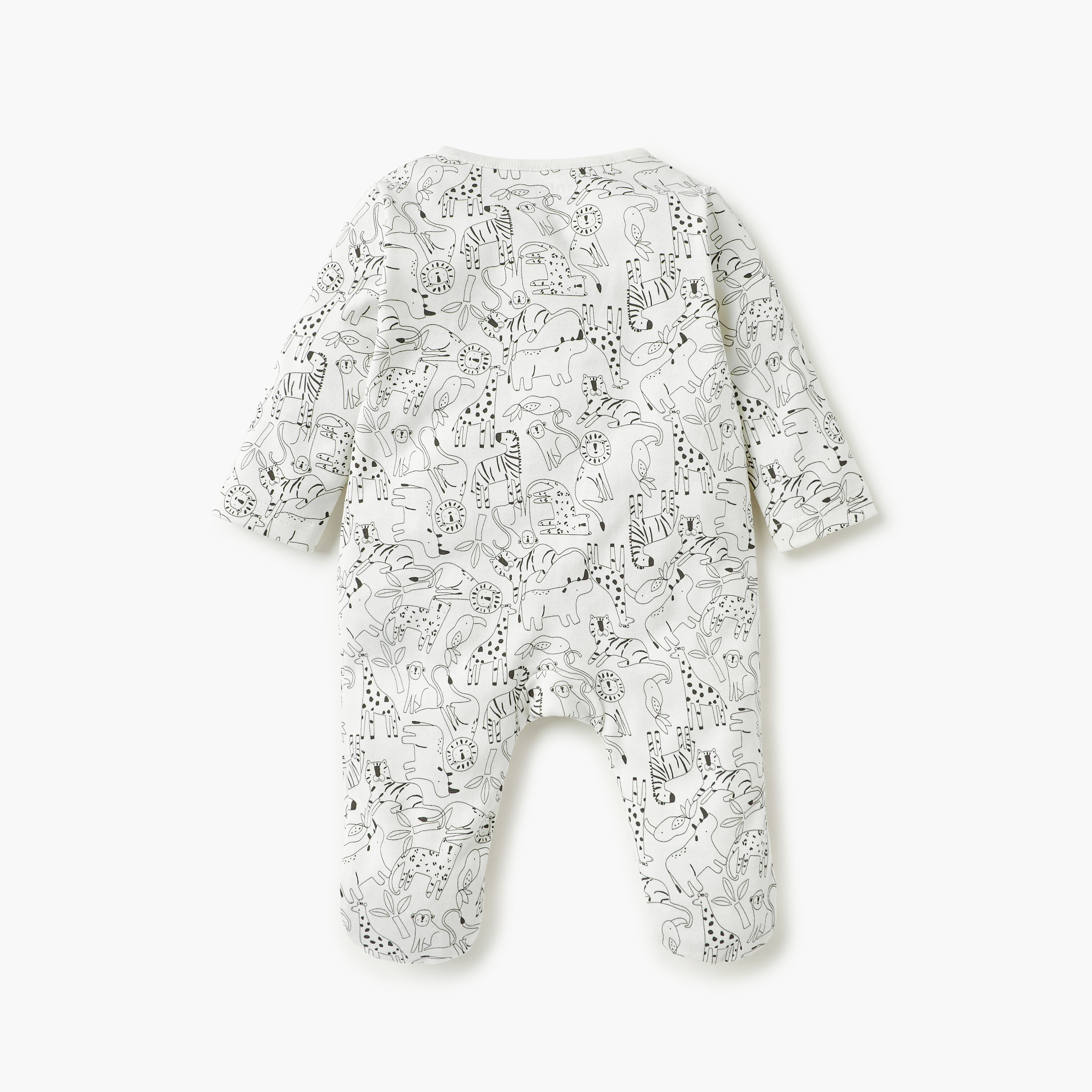 Juniors Animal Print Sleepsuit with Long Sleeves and Zip Closure-baby-girls-clothing-nightwear-sleepsuits-image-2