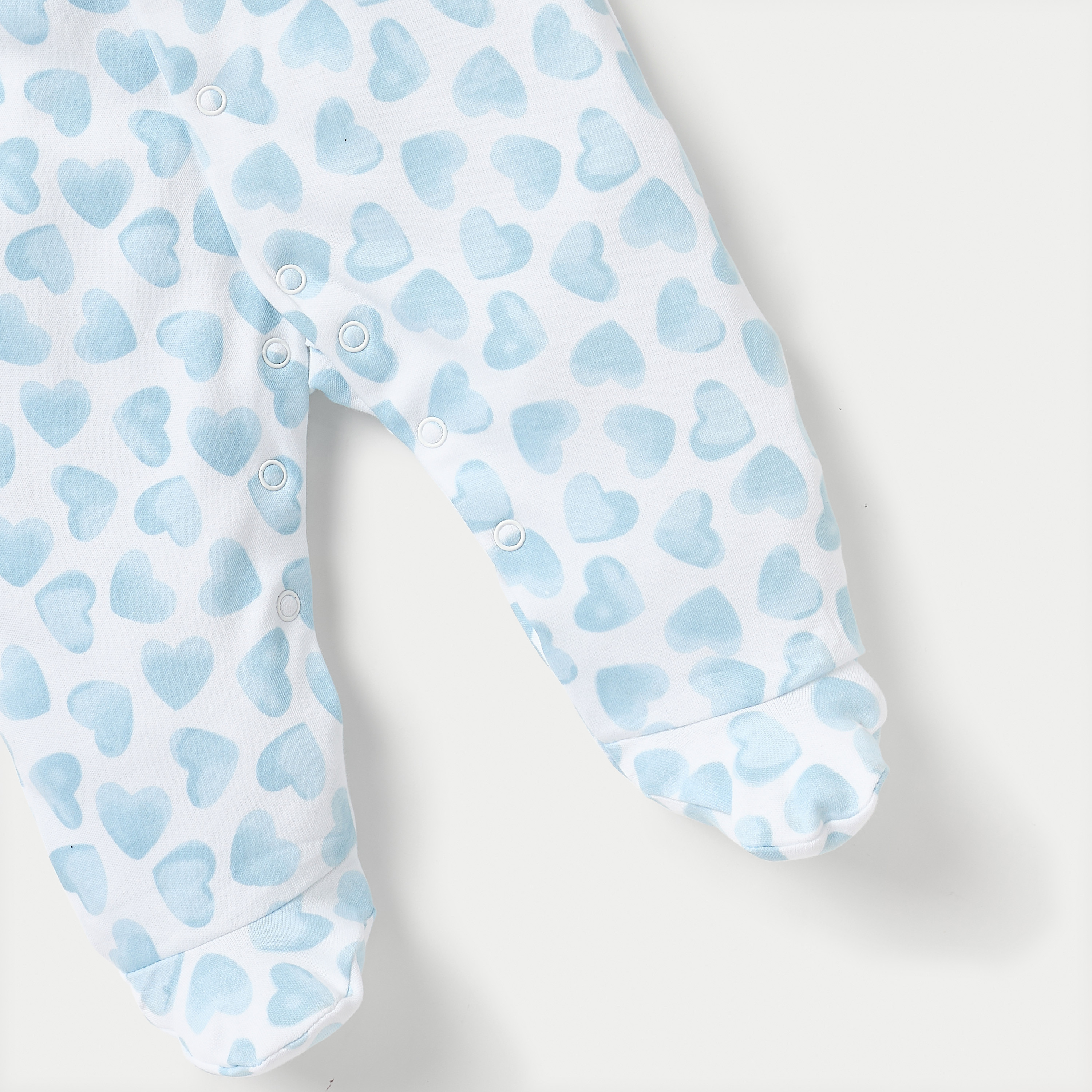 Juniors Heart Print Closed Feet Sleepsuit with Long Sleeves and Button Closure-baby-girls-clothing-nightwear-sleepsuits-image-4