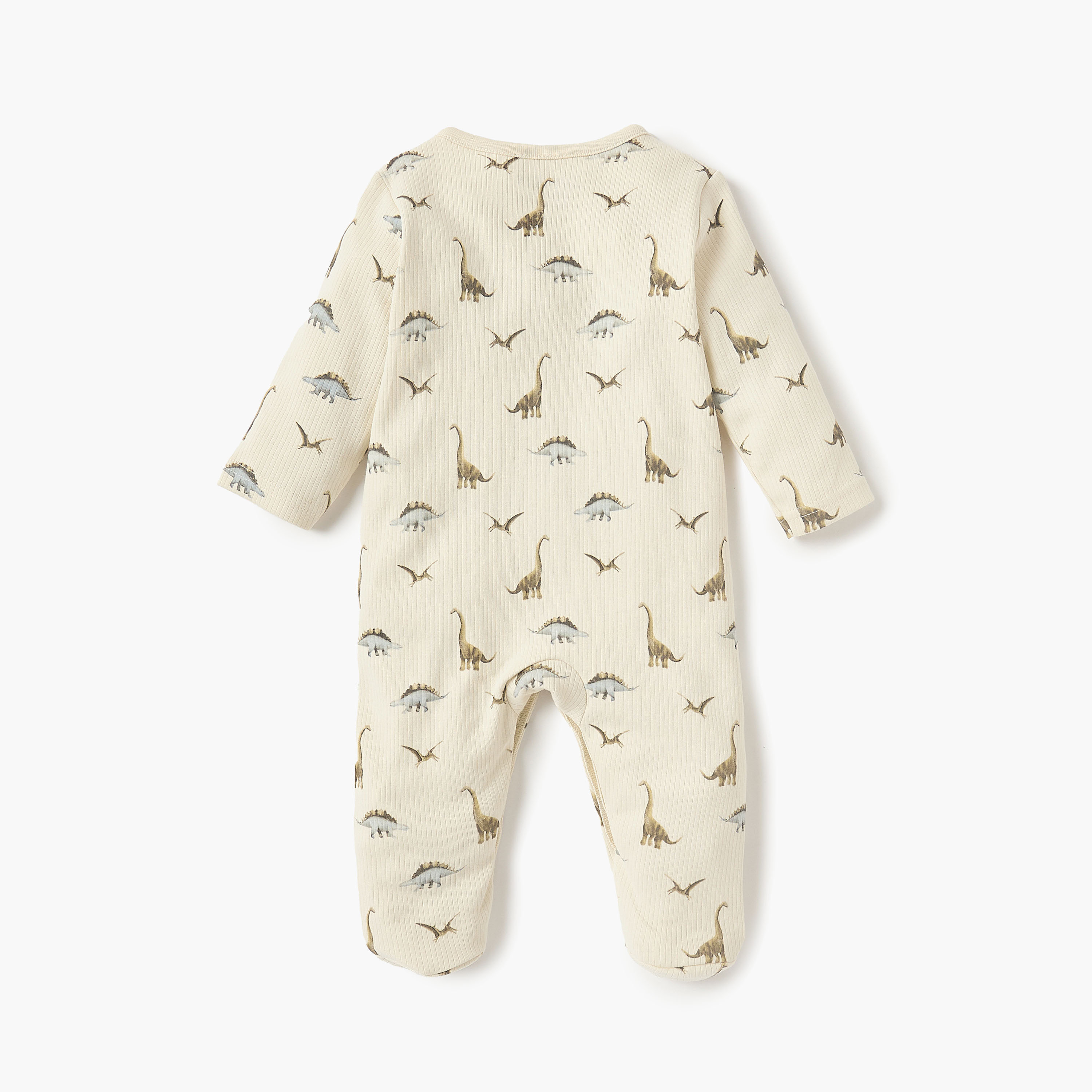Juniors Dino Print Closed Feet Sleepsuit with Button Closure-baby-boys-clothing-nightwear-sleepsuits-image-2