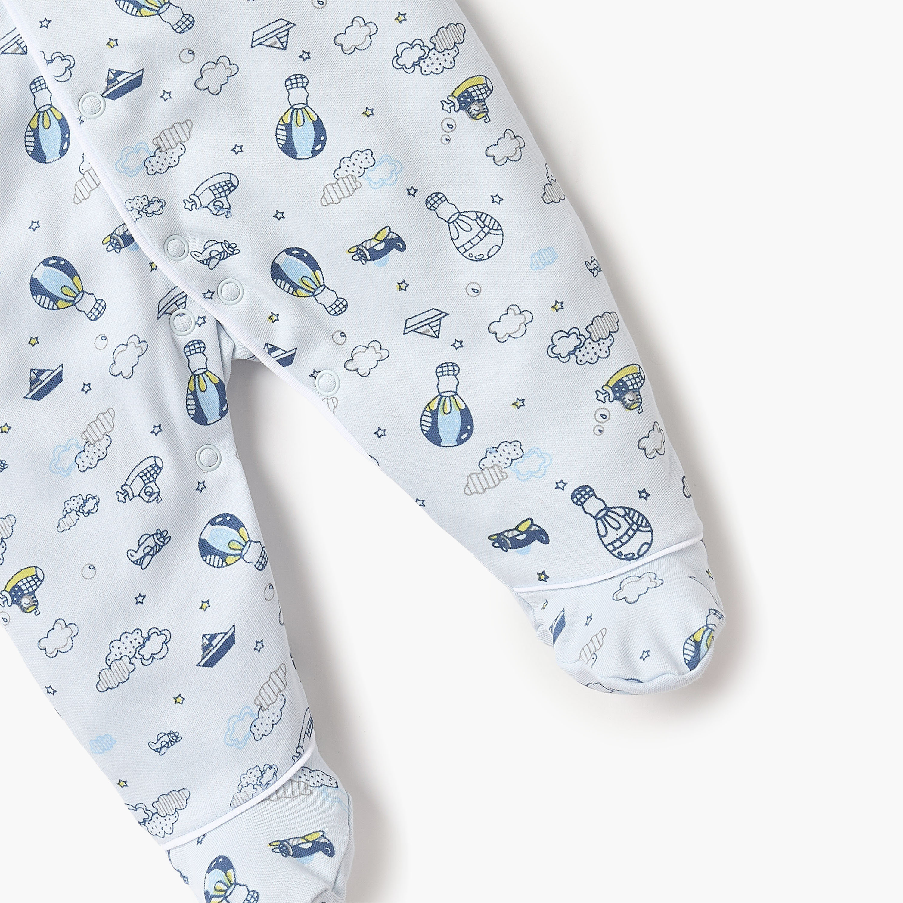 Juniors Printed Closed Feet Collared Sleepsuit with Button Closure-baby-boys-clothing-nightwear-sleepsuits-image-4