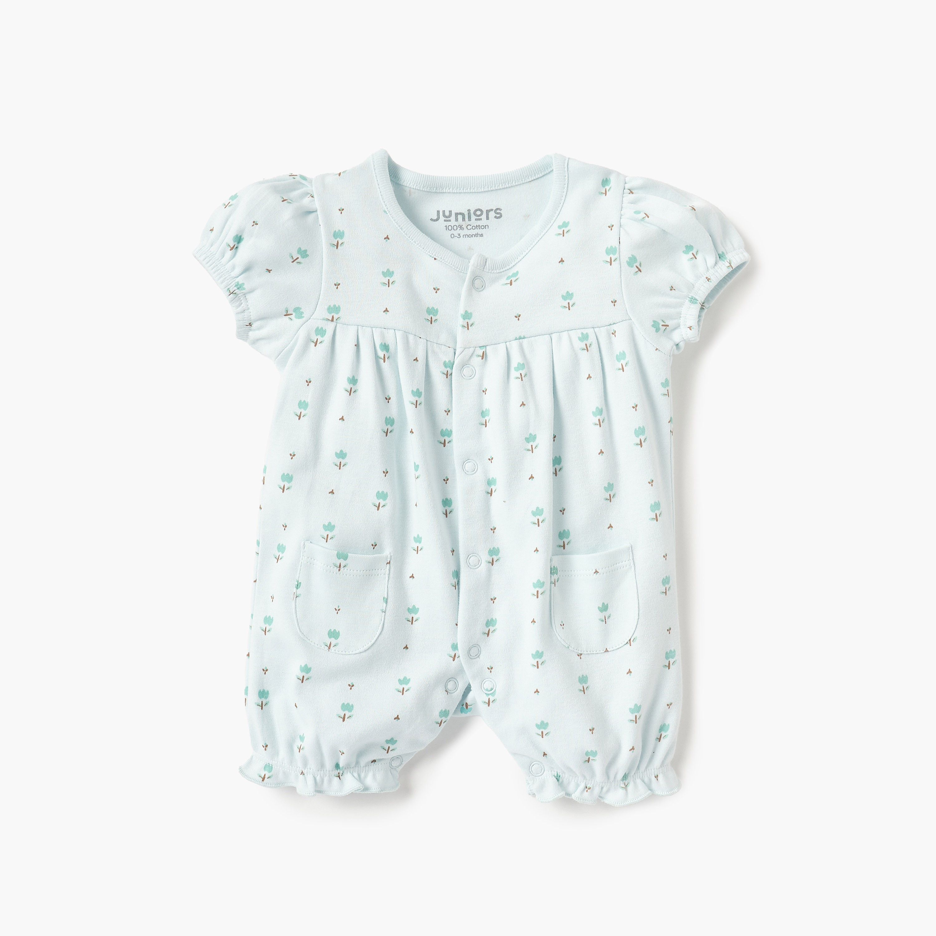 أفرول بطبعات زهرية وبياقة مستديرة وأكمام قصيرة من جونيورز-baby-boys-clothing-rompers-image-4