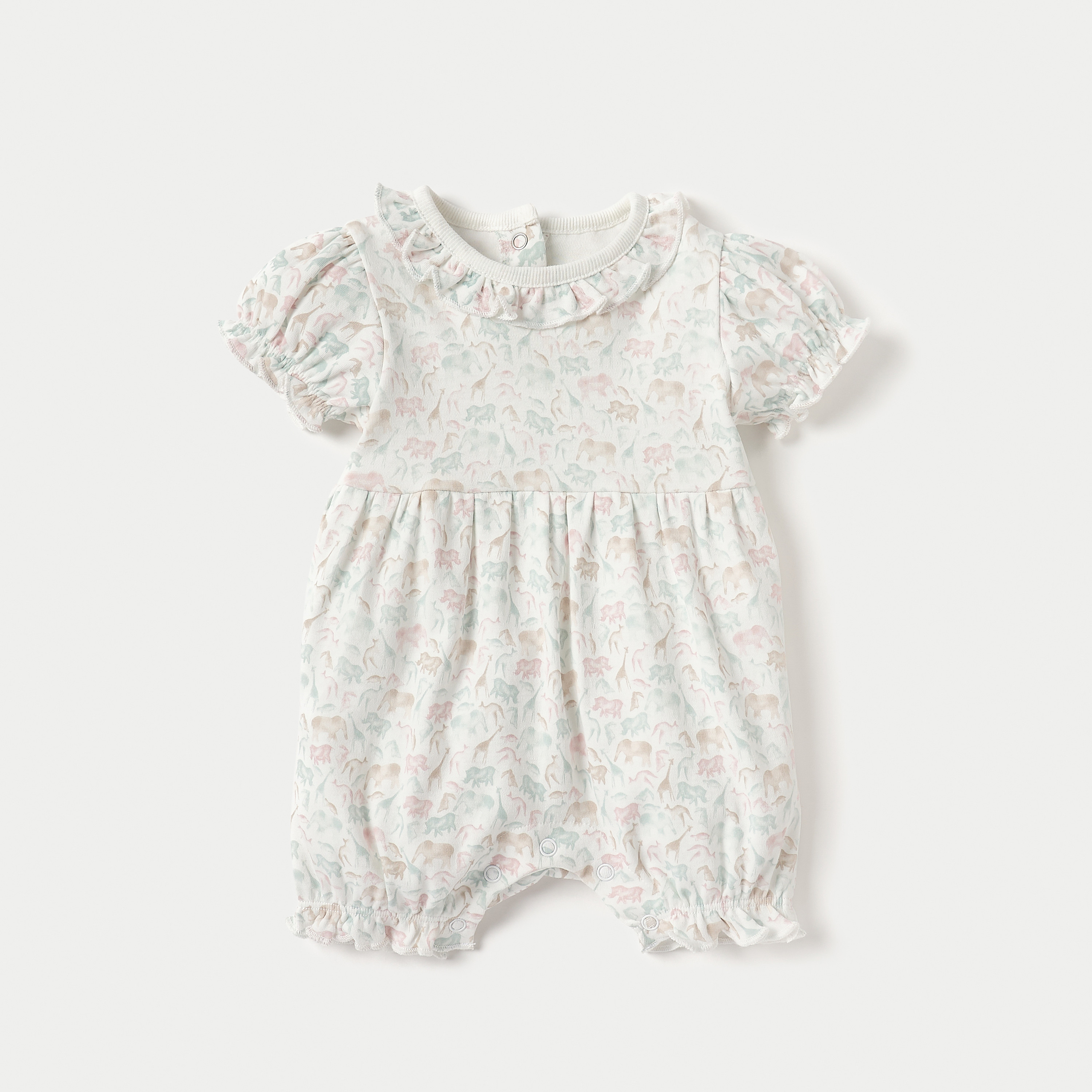 Juniors Floral Print Romper with Round Neck and Short Sleeves-promo_babyshop_Buy3for69_OMN130126-image-1