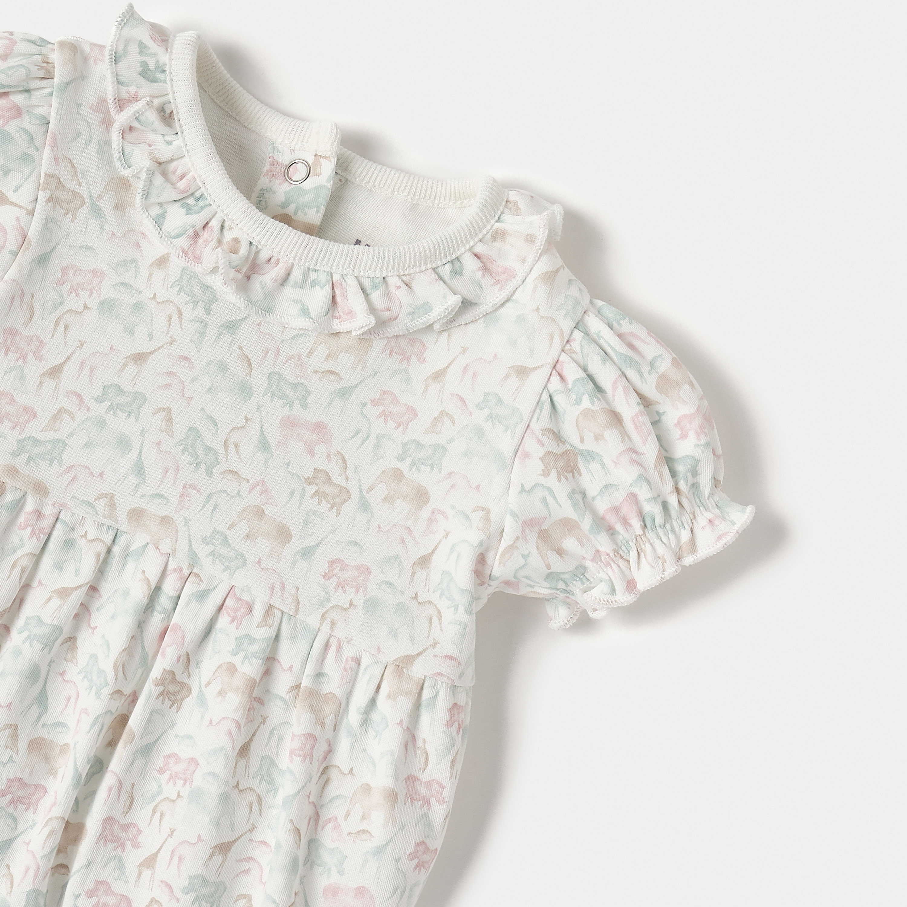Juniors Floral Print Romper with Round Neck and Short Sleeves-promo_babyshop_Buy3for69_OMN130126-image-3