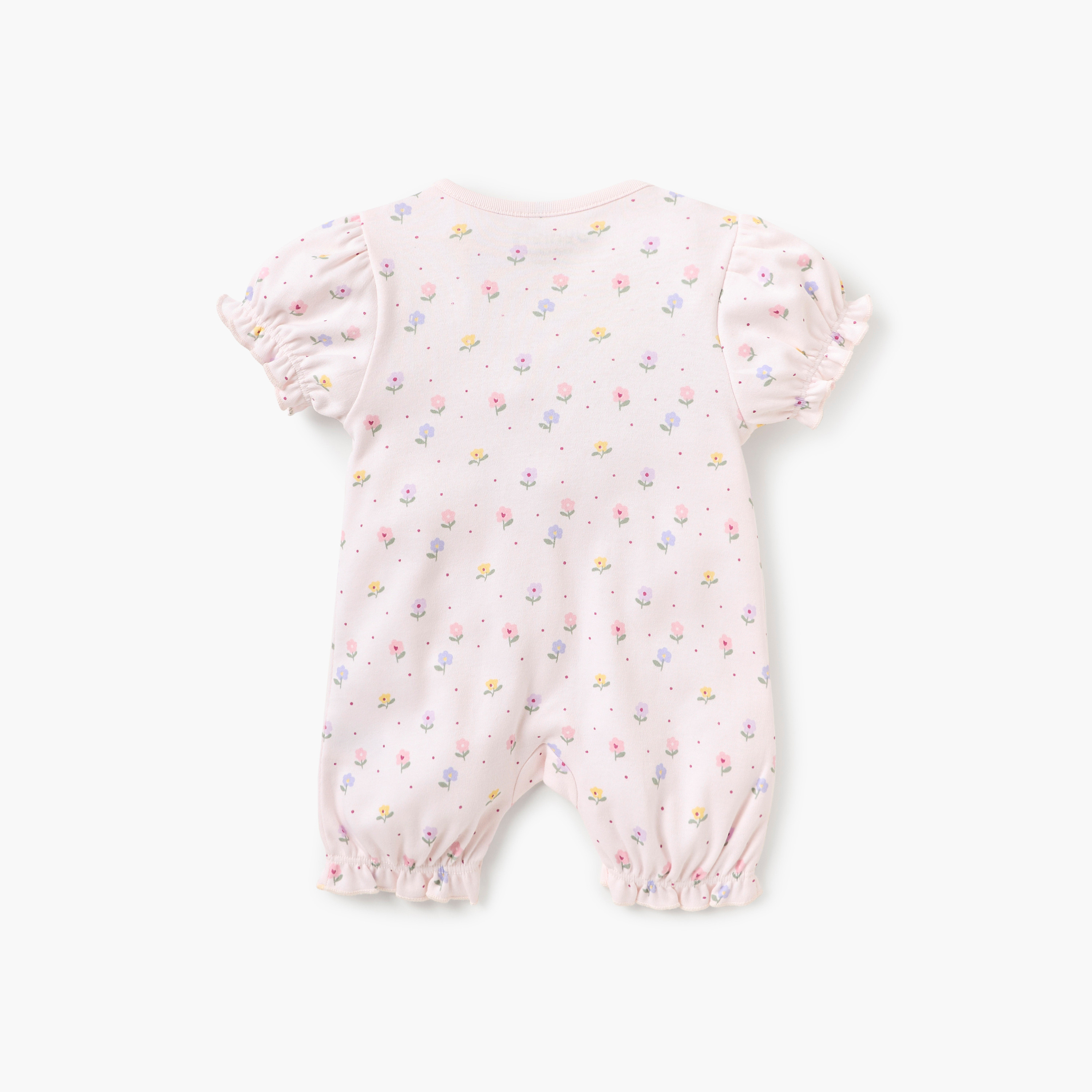 Juniors Floral Print Romper with Short Sleeves and Button Closure-baby-girls-clothing-nightwear-sleepsuits-image-2