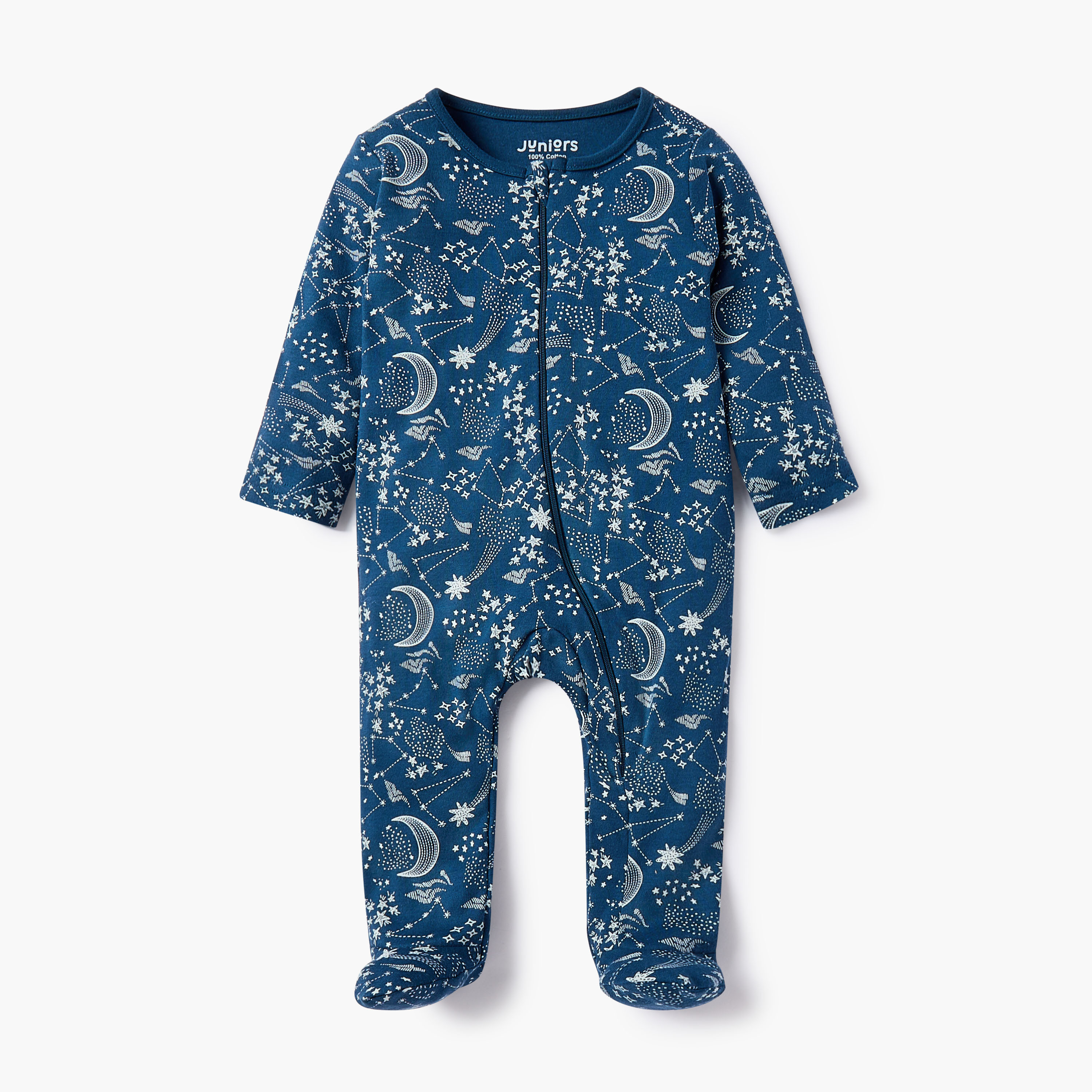 Juniors Printed Sleepsuit with Zip Closure-baby-boys-clothing-nightwear-sleepsuits-image-1