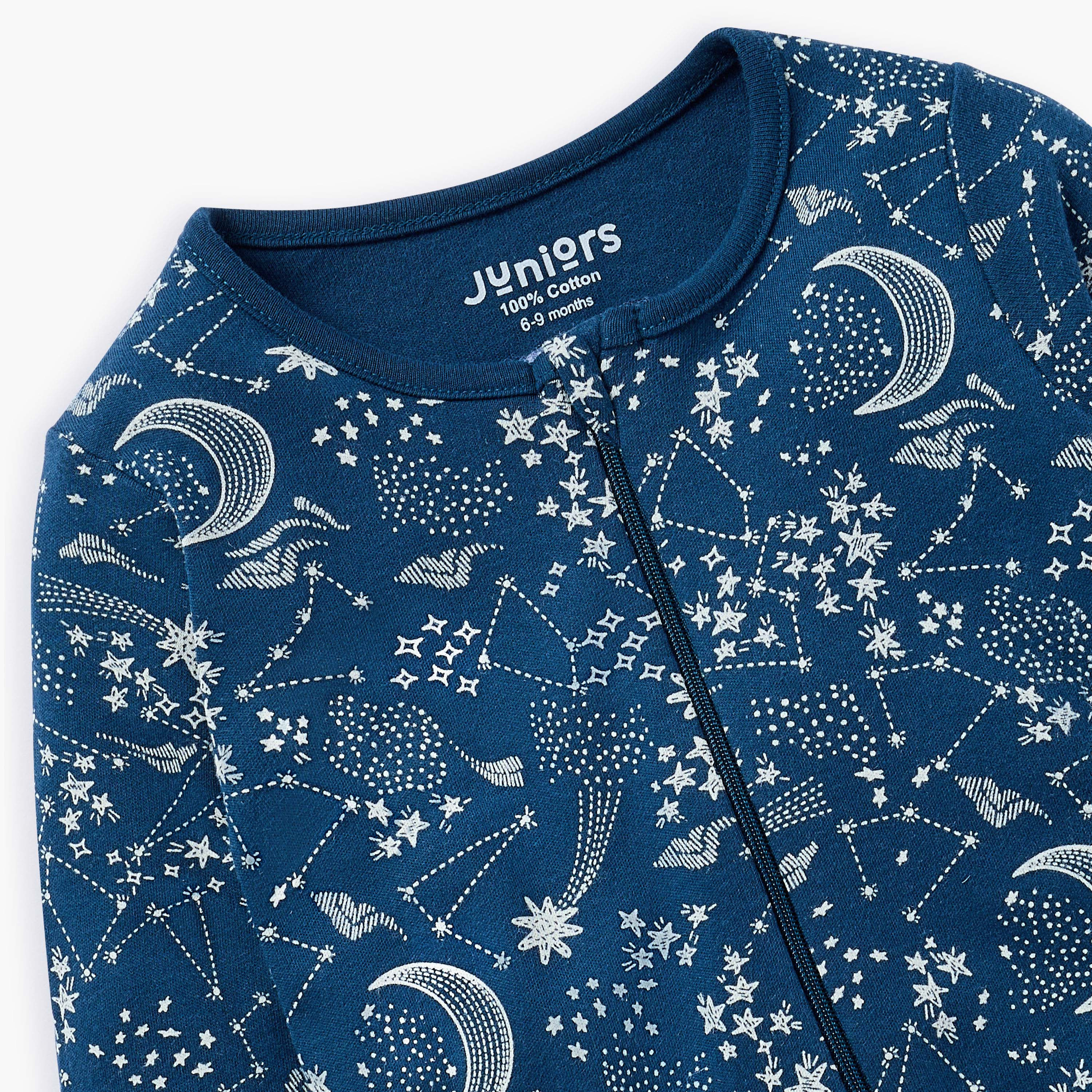 Juniors Printed Sleepsuit with Zip Closure-baby-boys-clothing-nightwear-sleepsuits-image-3