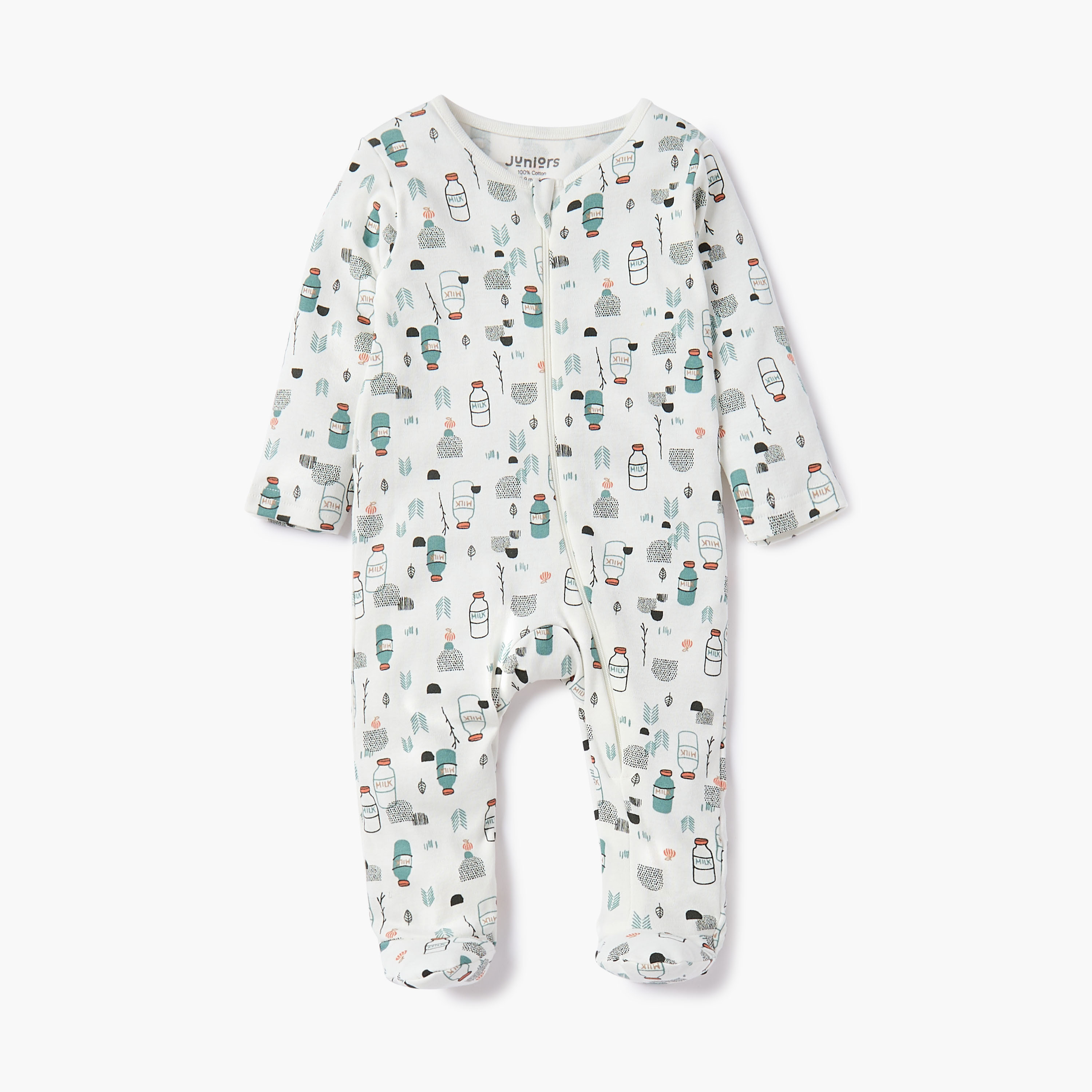 Juniors Printed Sleepsuit with Zip Closure-baby-boys-clothing-nightwear-sleepsuits-image-1