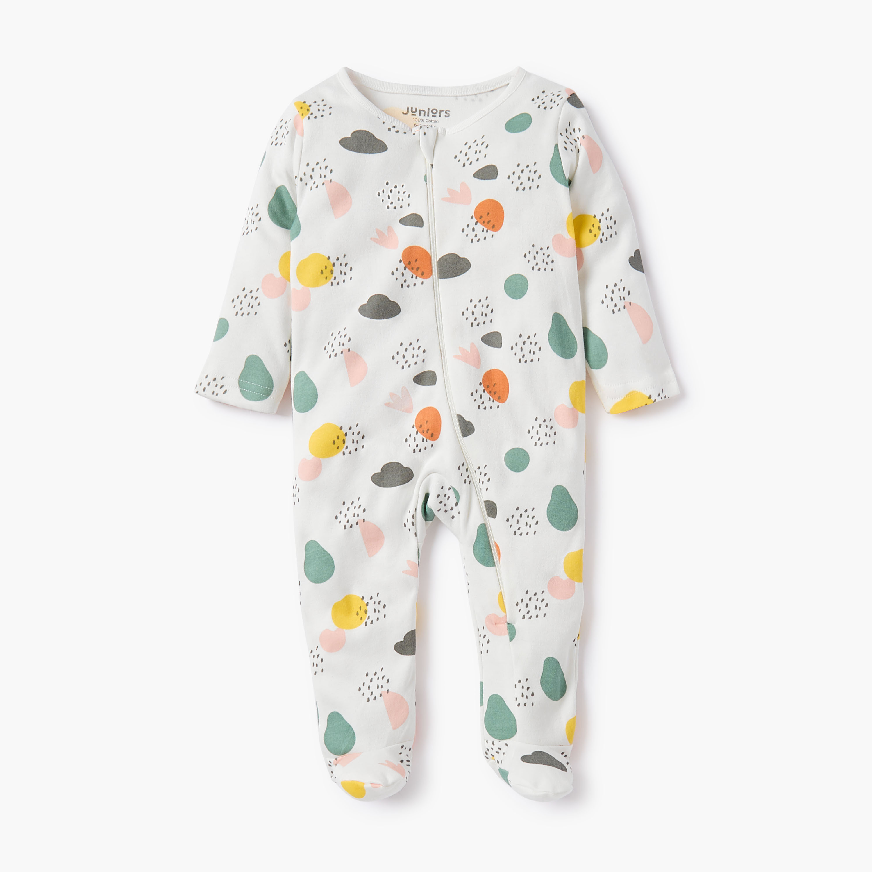 Juniors Printed Sleepsuit with Zip Closure-baby-girls-clothing-nightwear-sleepsuits-image-1