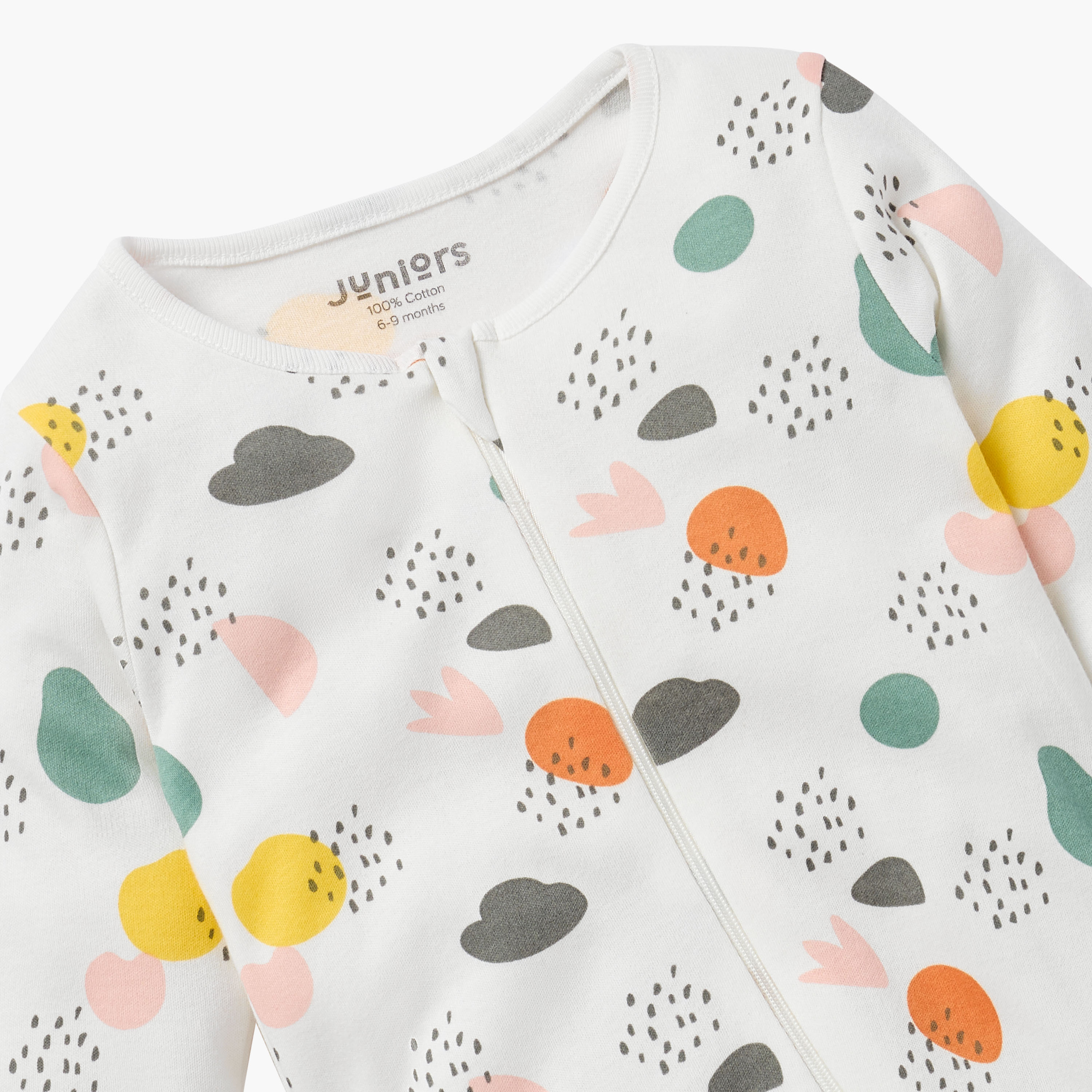 Juniors Printed Sleepsuit with Zip Closure-baby-girls-clothing-nightwear-sleepsuits-image-3
