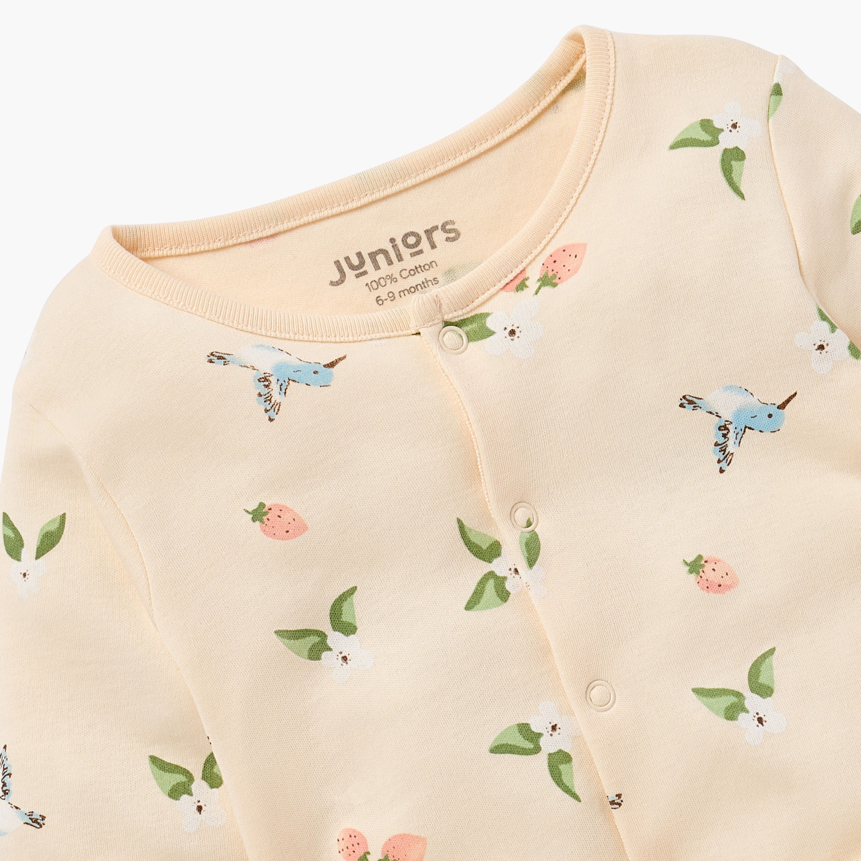 Juniors Floral Print Sleepsuit with Button Closure-baby-girls-clothing-nightwear-sleepsuits-image-3
