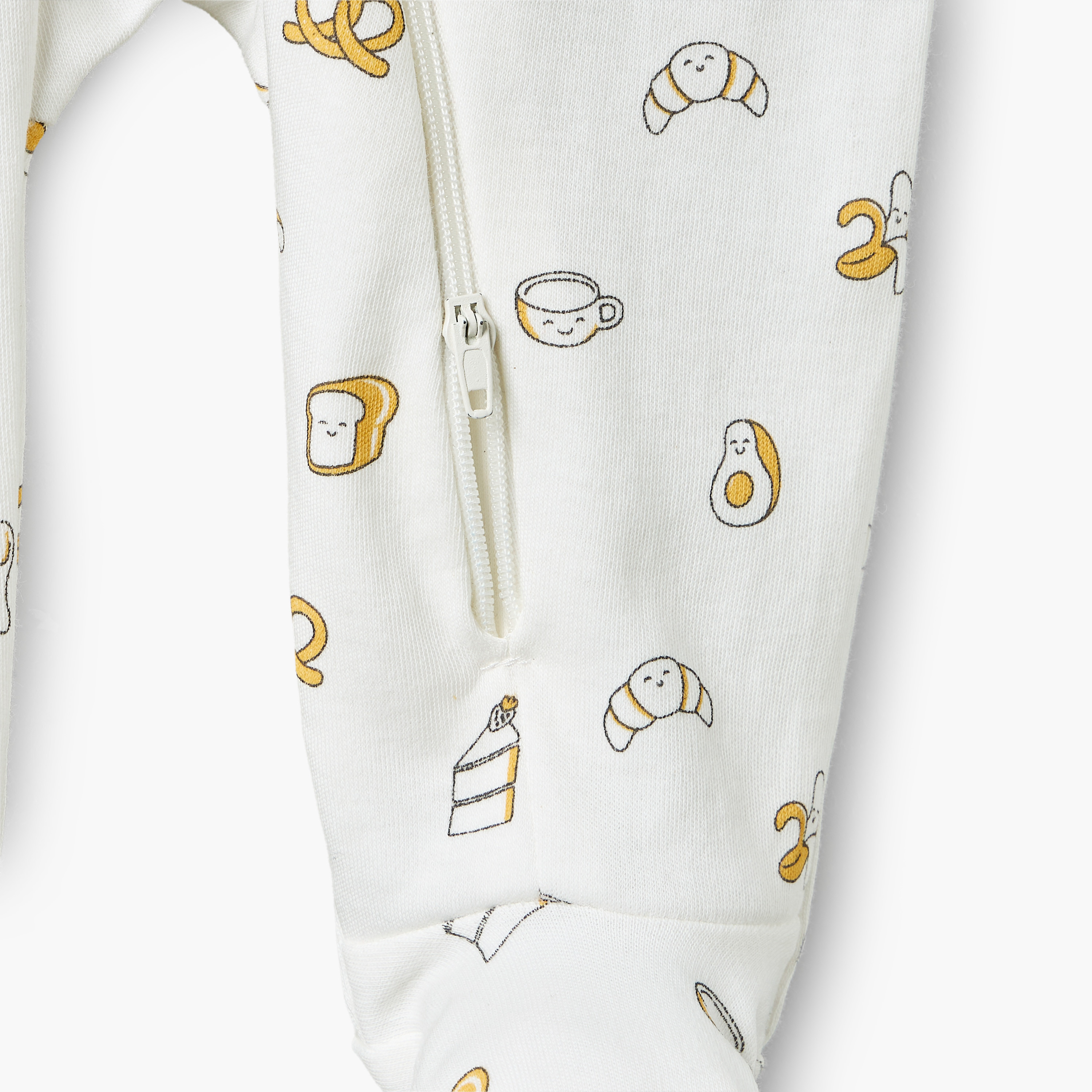 Juniors Cotton Collared Long Sleeves Sleepsuit with Breakfast Print-baby-boys-clothing-nightwear-sleepsuits-image-3