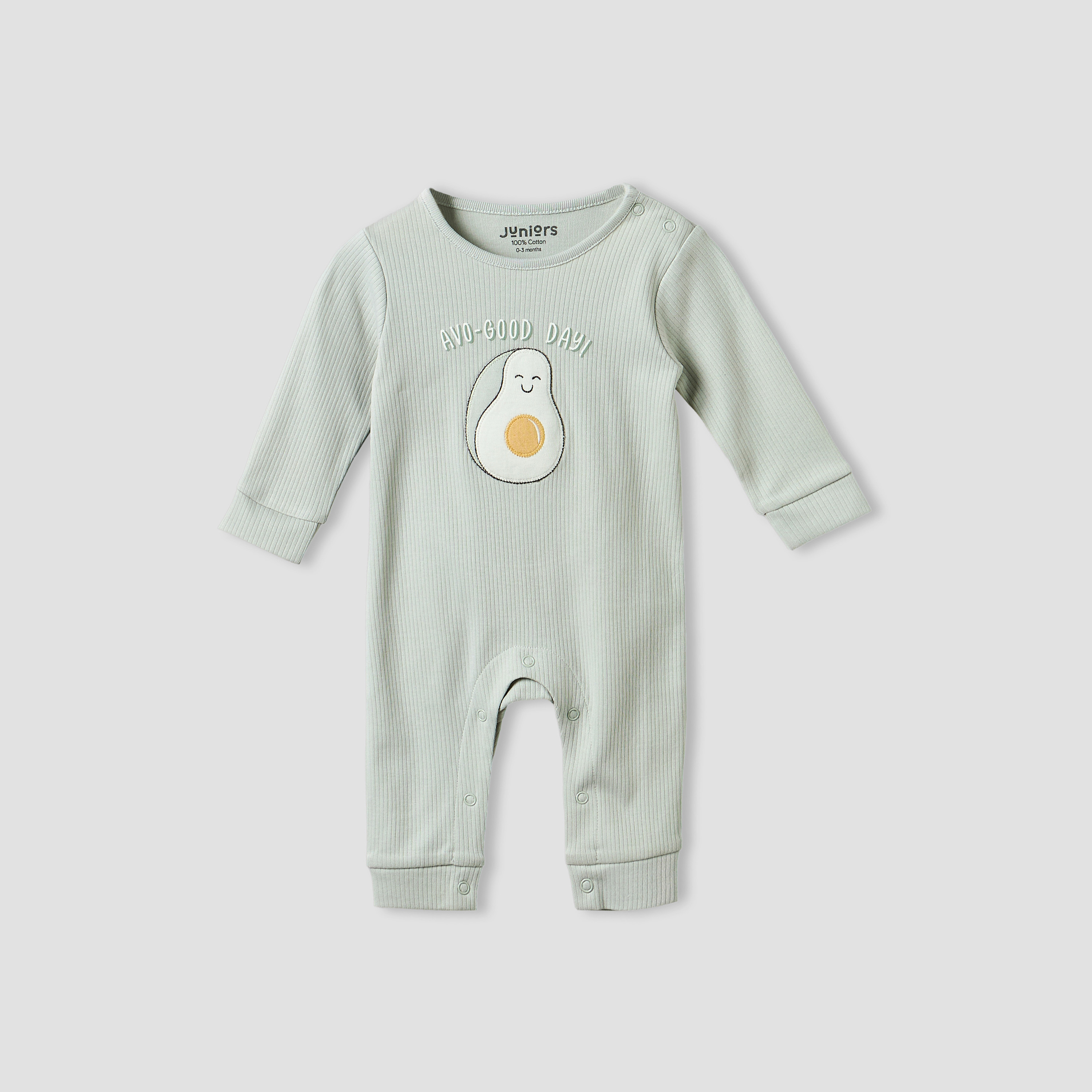 Juniors Cotton Round Neck Long Sleeves Sleepsuit with Avocado Applique-baby-boys-clothing-nightwear-sleepsuits-image-1