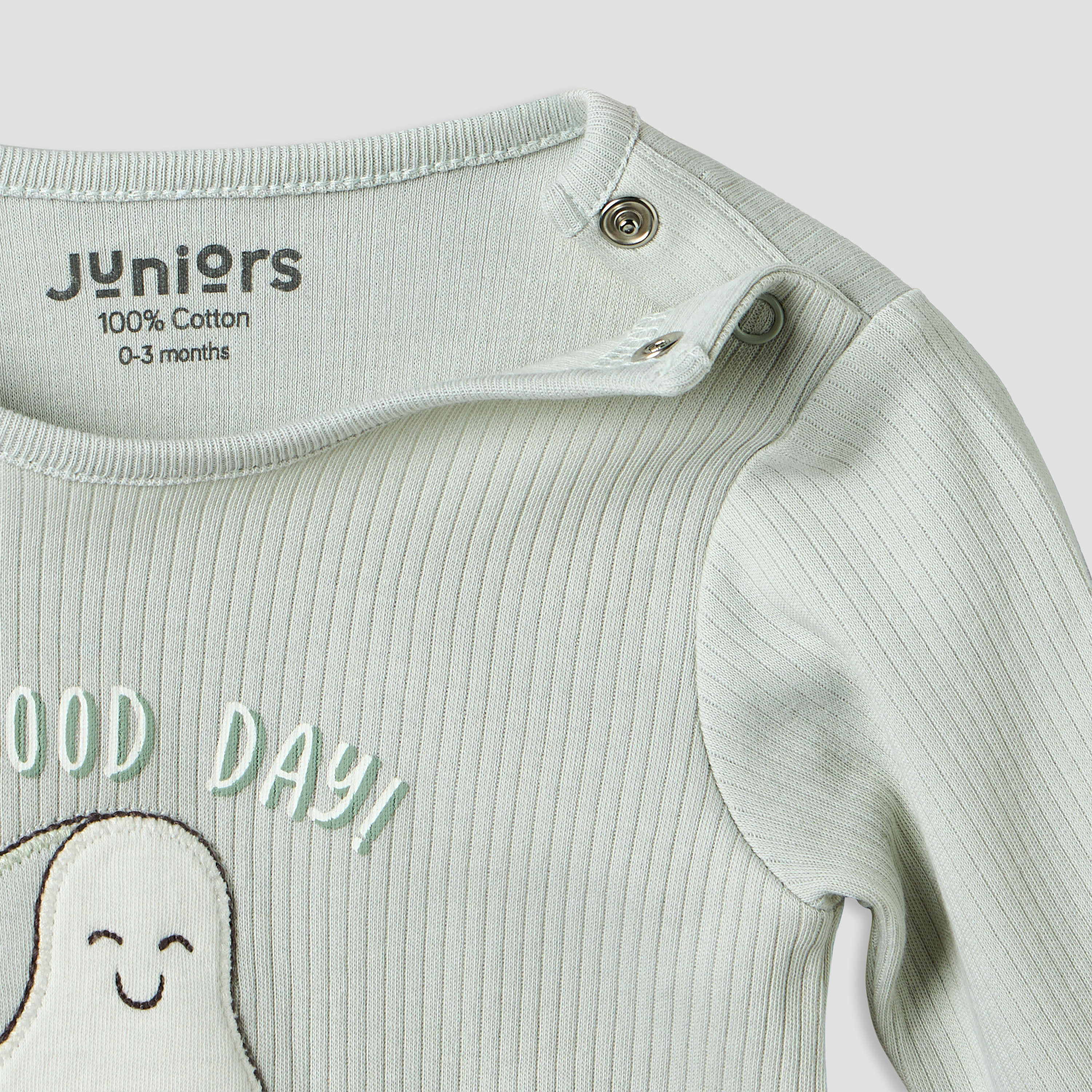 Juniors Cotton Round Neck Long Sleeves Sleepsuit with Avocado Applique-baby-boys-clothing-nightwear-sleepsuits-image-3
