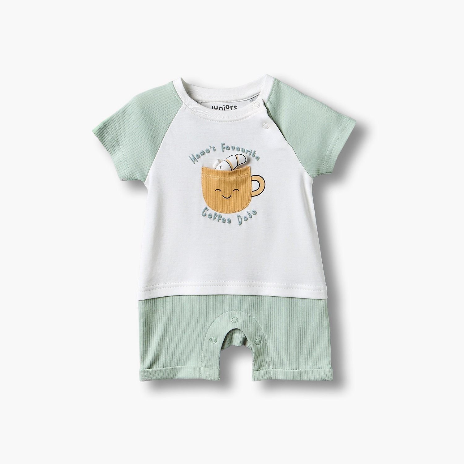 أفرول بياقة مستديرة وأكمام قصيرة وطبعات كوب قهوة من جونيورز-baby-boys-clothing-rompers-image-1