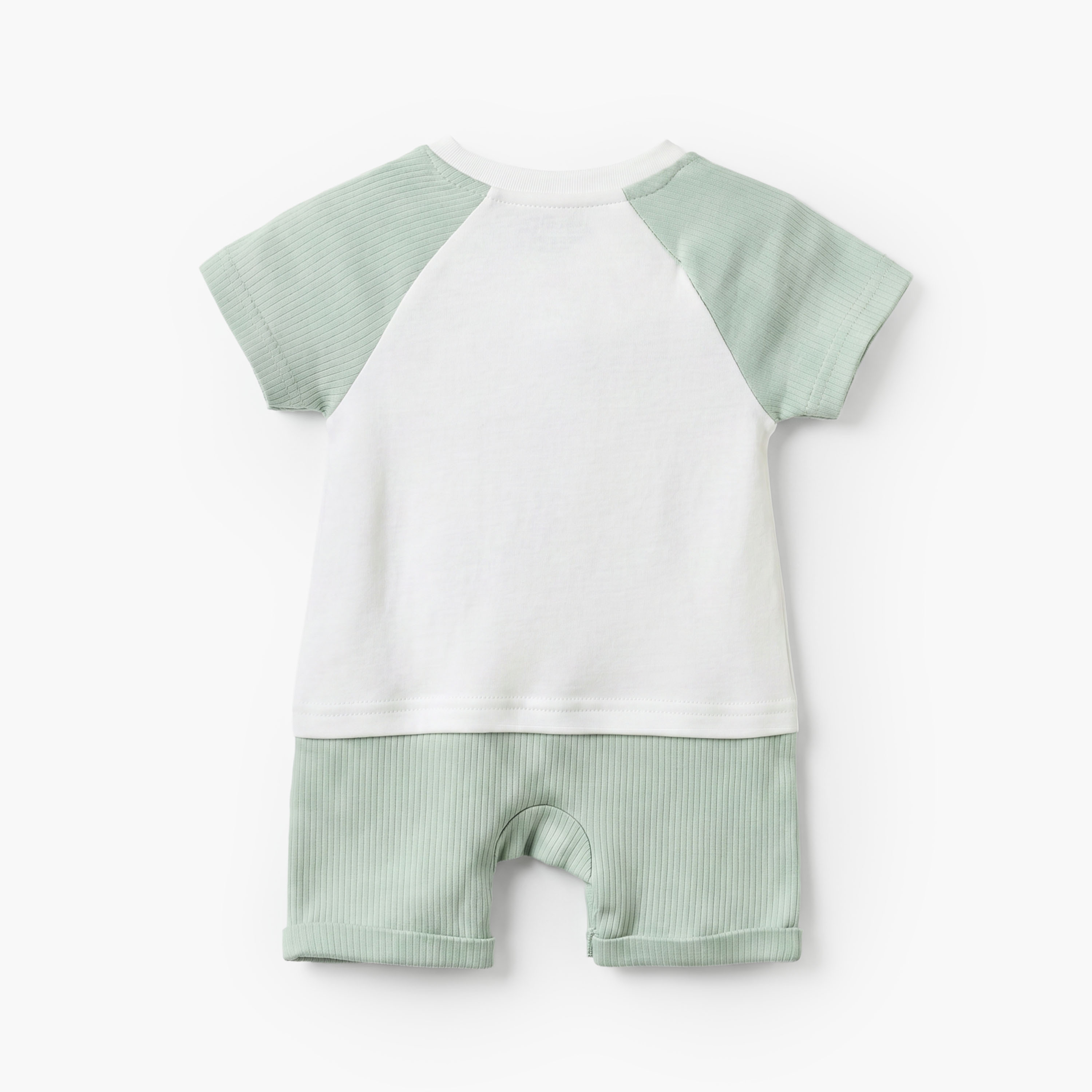 Juniors Round Neck Short Sleeves Romper with Coffee Cup Print-baby-boys-clothing-rompers-image-2