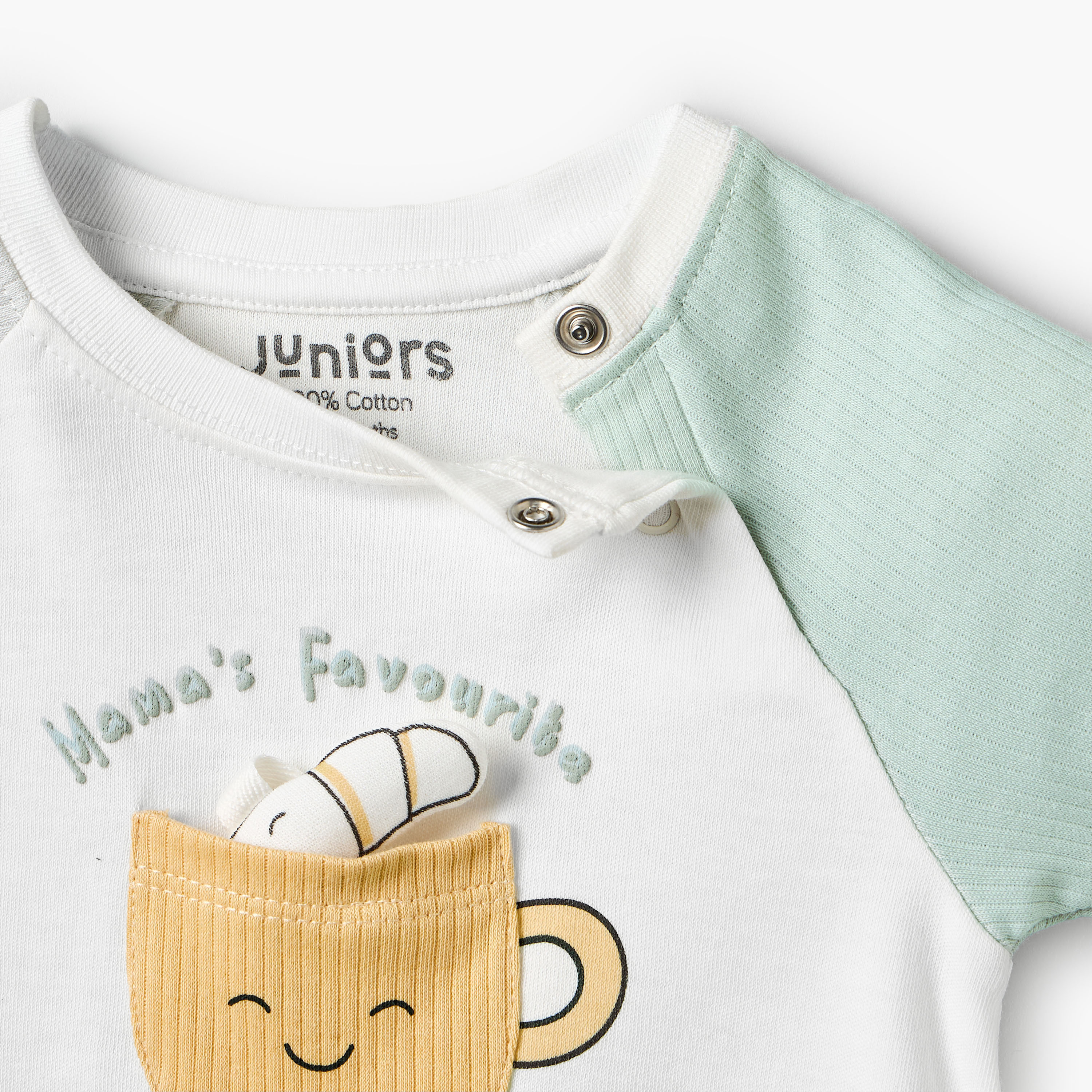Juniors Round Neck Short Sleeves Romper with Coffee Cup Print-baby-boys-clothing-rompers-image-4
