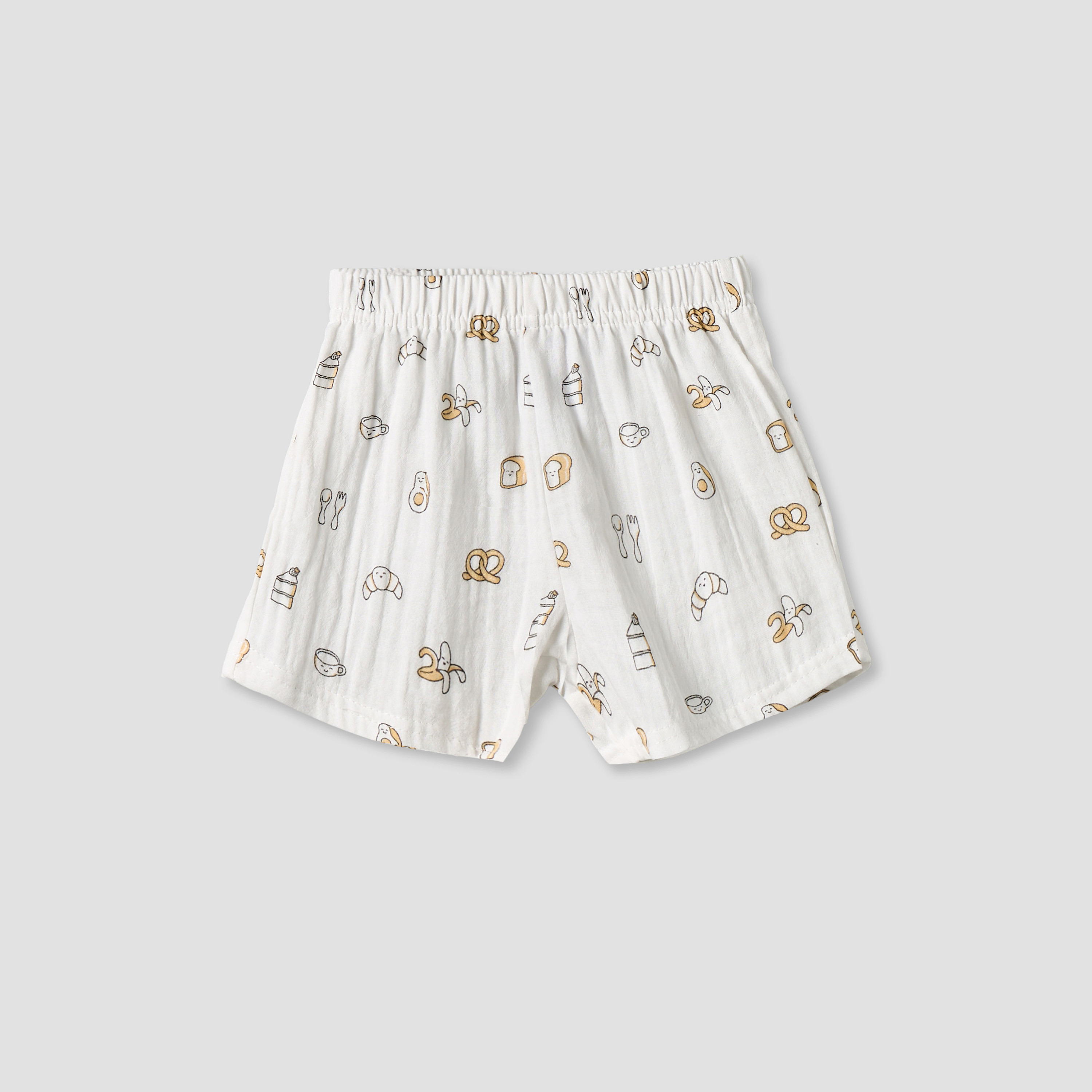 Juniors Collared Short Sleeves Shirt and Shorts Set with Breakfast Print-baby-boys-clothing-setsandcoords-image-3