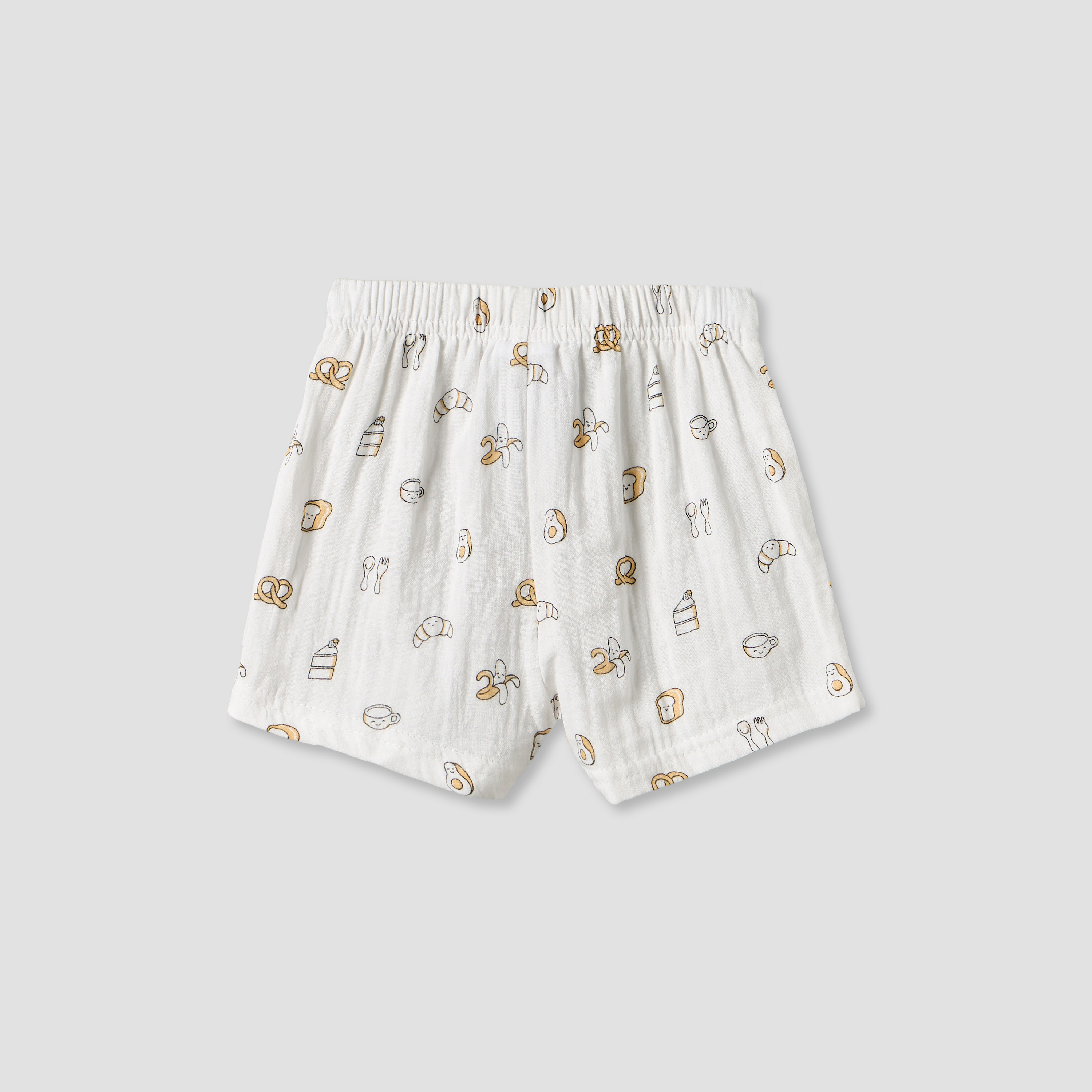 Juniors Collared Short Sleeves Shirt and Shorts Set with Breakfast Print-baby-boys-clothing-setsandcoords-image-5