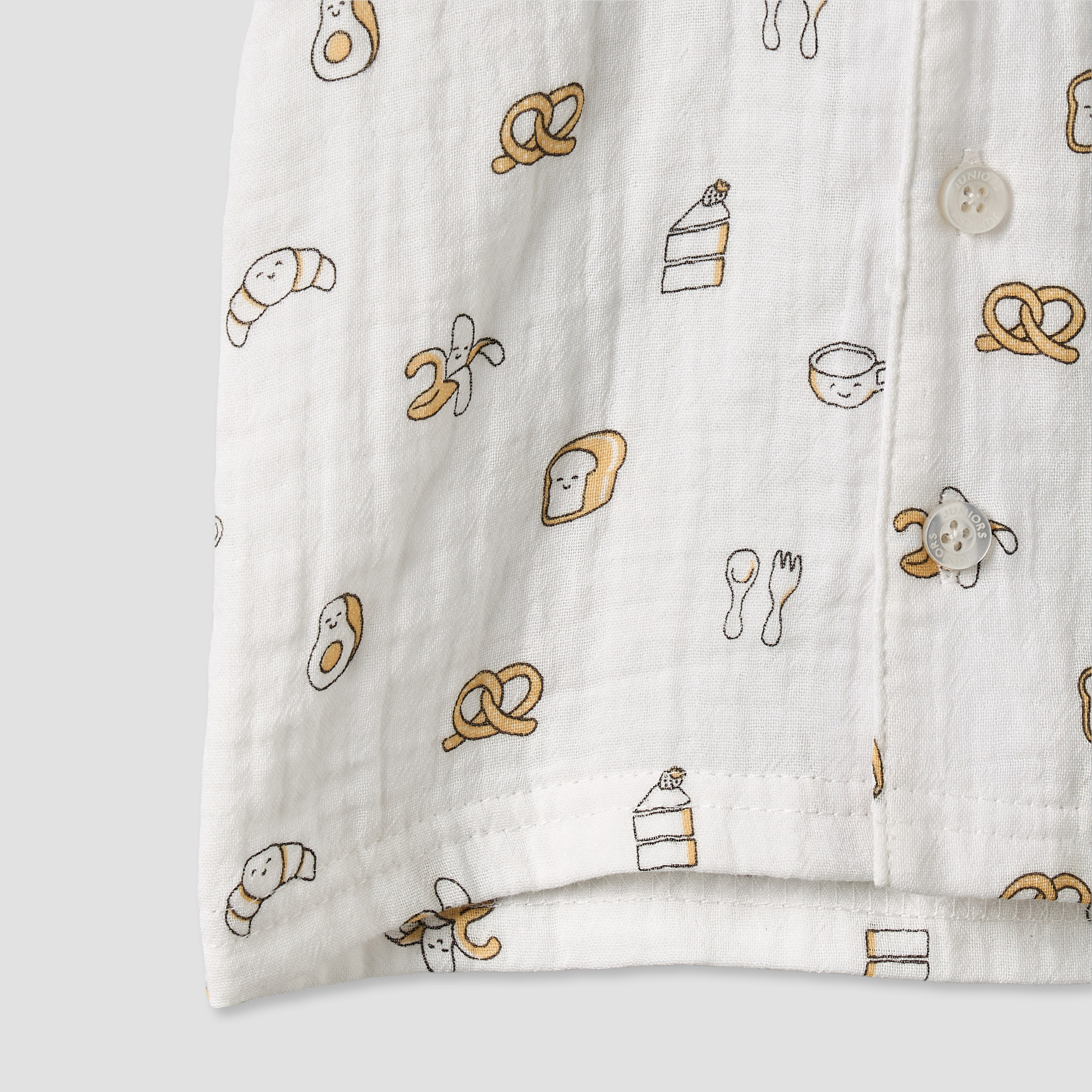 Juniors Collared Short Sleeves Shirt and Shorts Set with Breakfast Print-baby-boys-clothing-setsandcoords-image-7