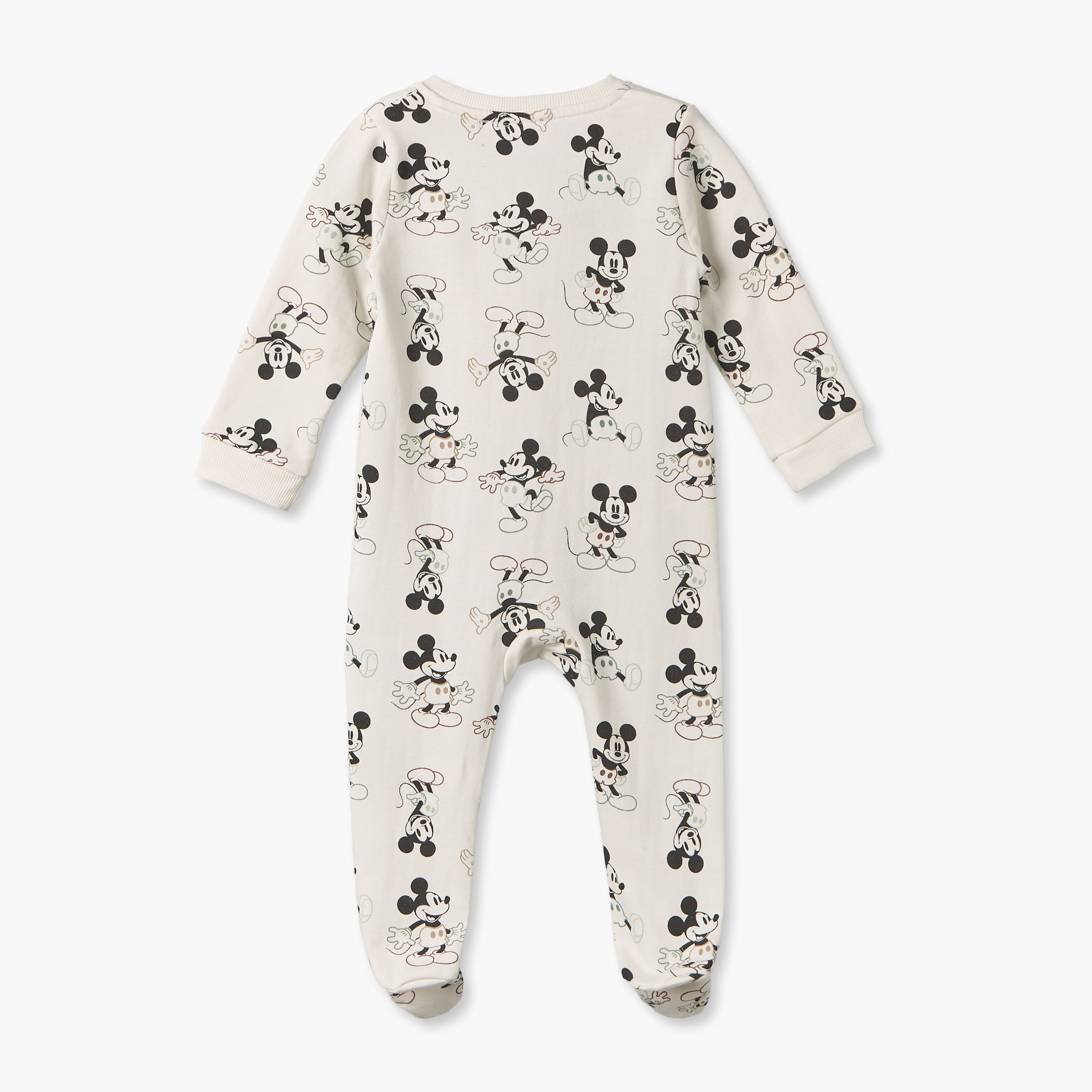 Disney Cotton Crew Neck Long Sleeves Sleepsuit with Mickey Mouse Print-baby-boys-clothing-nightwear-sleepsuits-image-2