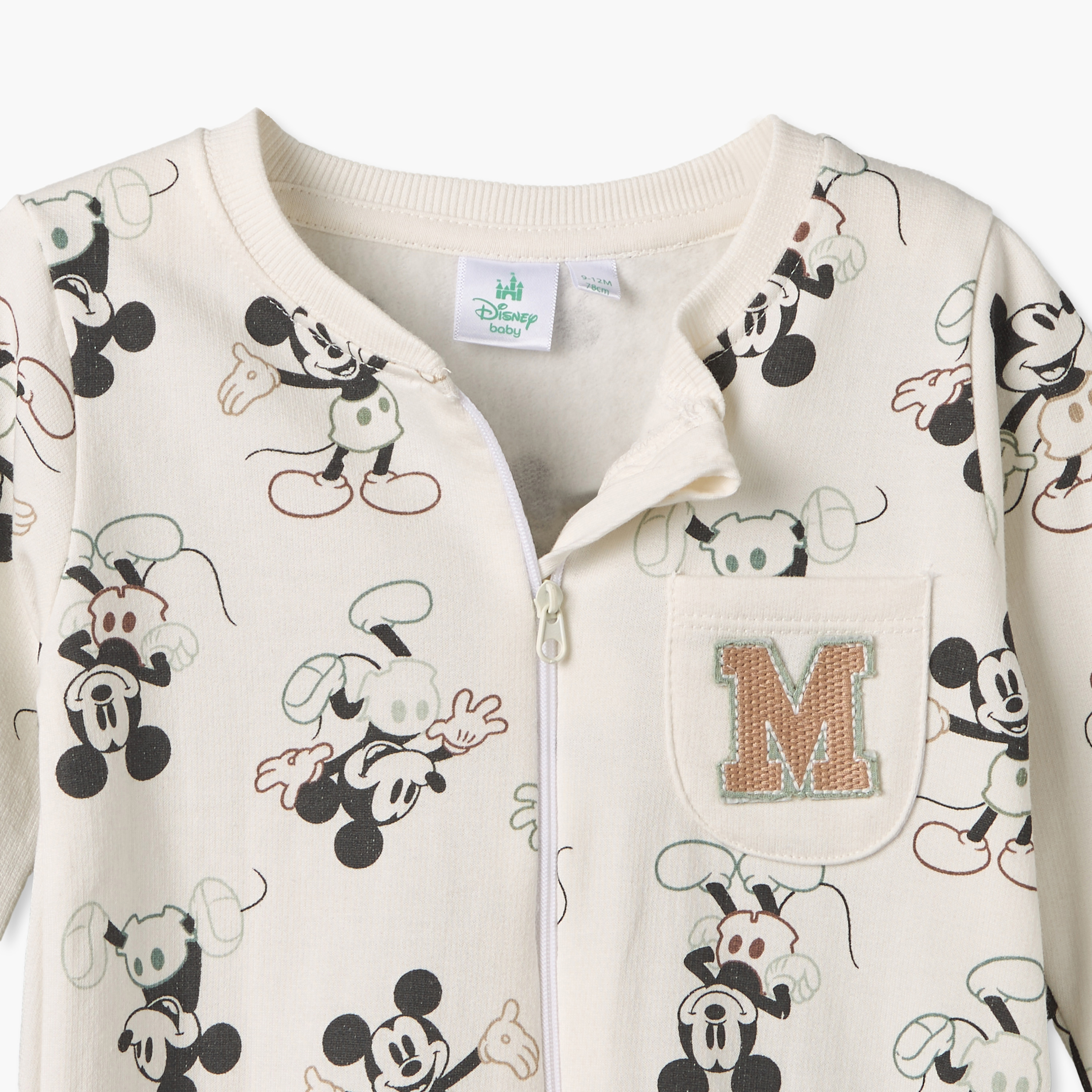 Disney Cotton Crew Neck Long Sleeves Sleepsuit with Mickey Mouse Print-baby-boys-clothing-nightwear-sleepsuits-image-3