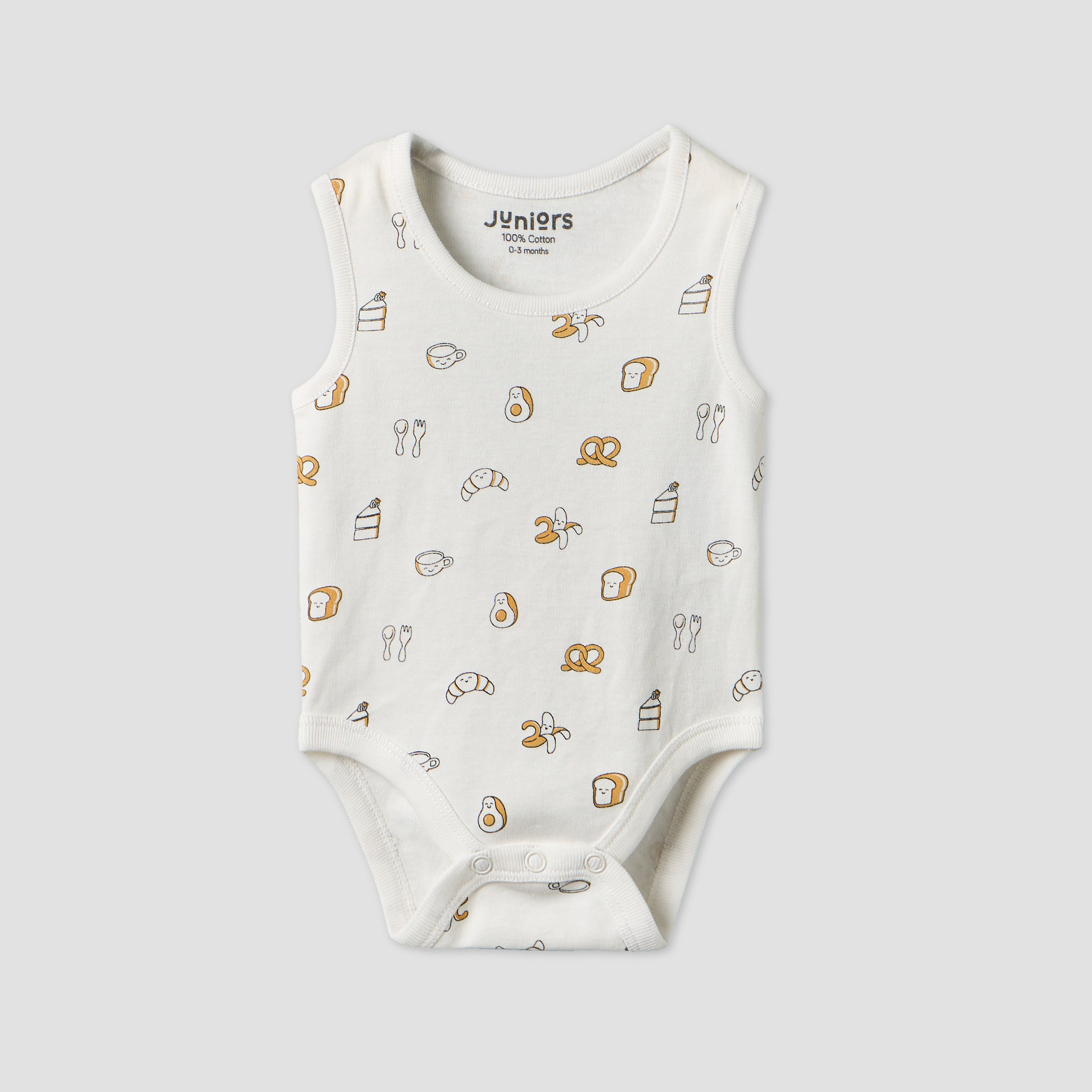 Pack of 2 Juniors Round Neck Bodysuit with Food Print-baby-boys-clothing-bodysuits-image-4