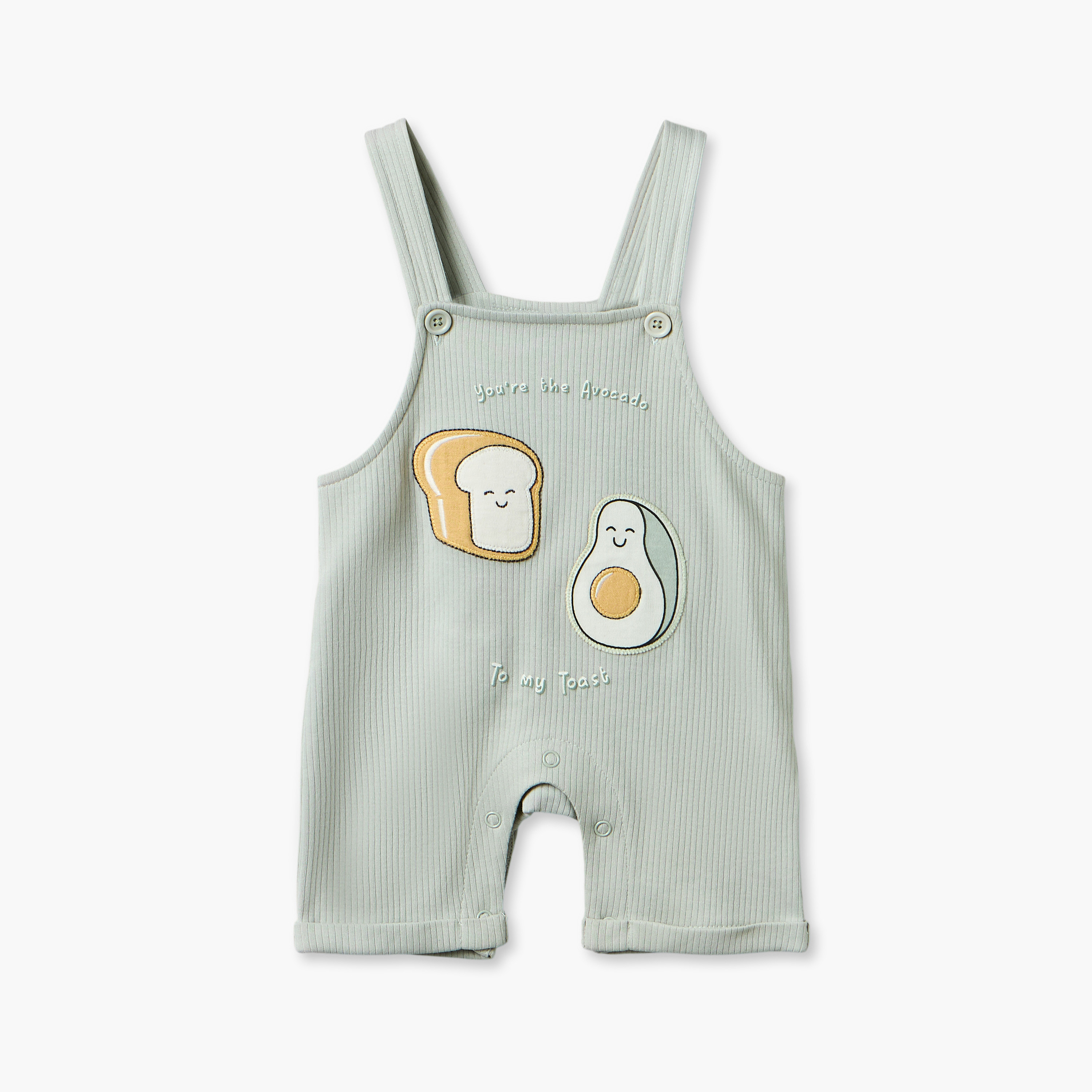 Juniors Crew Neck Short Sleeves T-shirt and Dungaree Set with Avocado Toast Print-baby-boys-clothing-setsandcoords-image-5