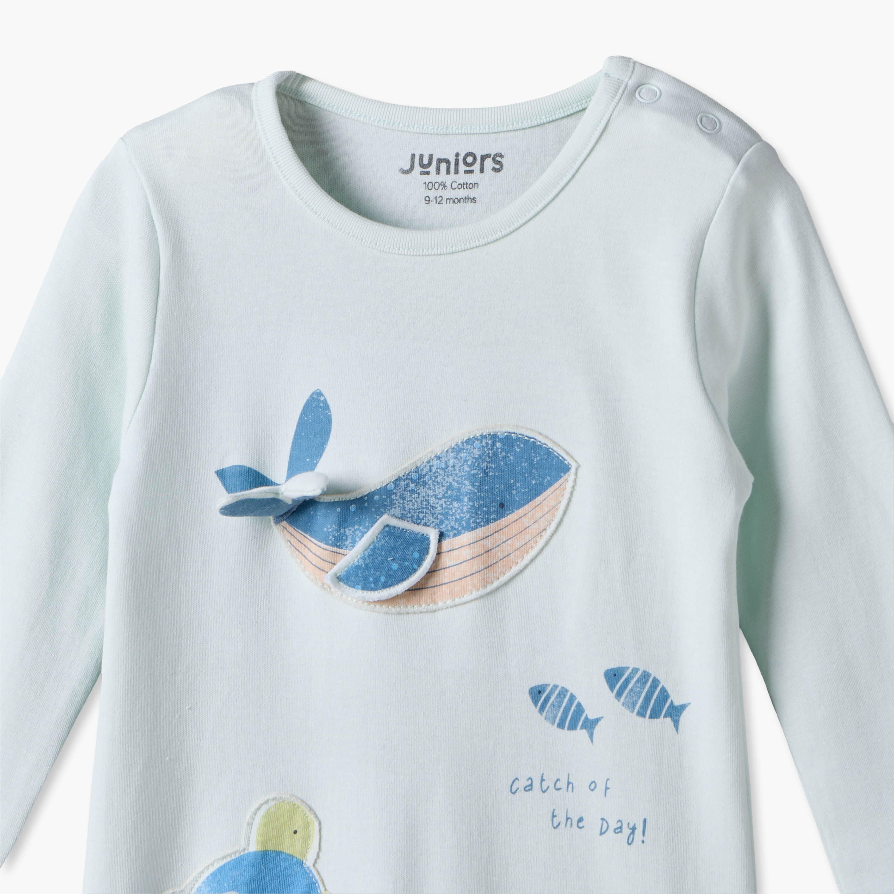 بدلة نوم قطن بياقة ضيقة وأكمام طويلة وزينة من جونيورز-baby-boys-clothing-nightwear-sleepsuits-image-3