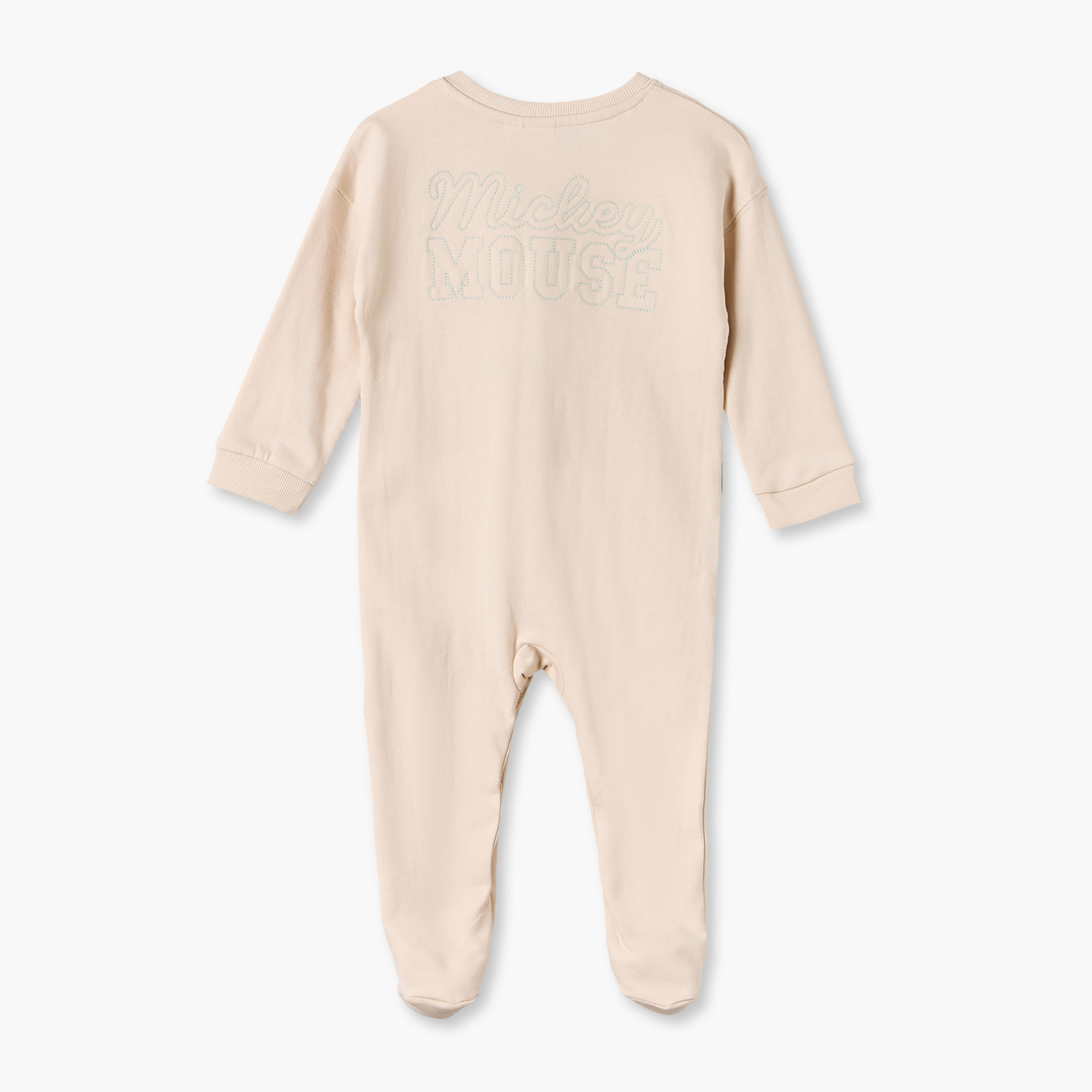 Disney Cotton Crew Neck Long Sleeves Sleepsuit with Mickey Mouse Print-baby-boys-clothing-nightwear-sleepsuits-image-2