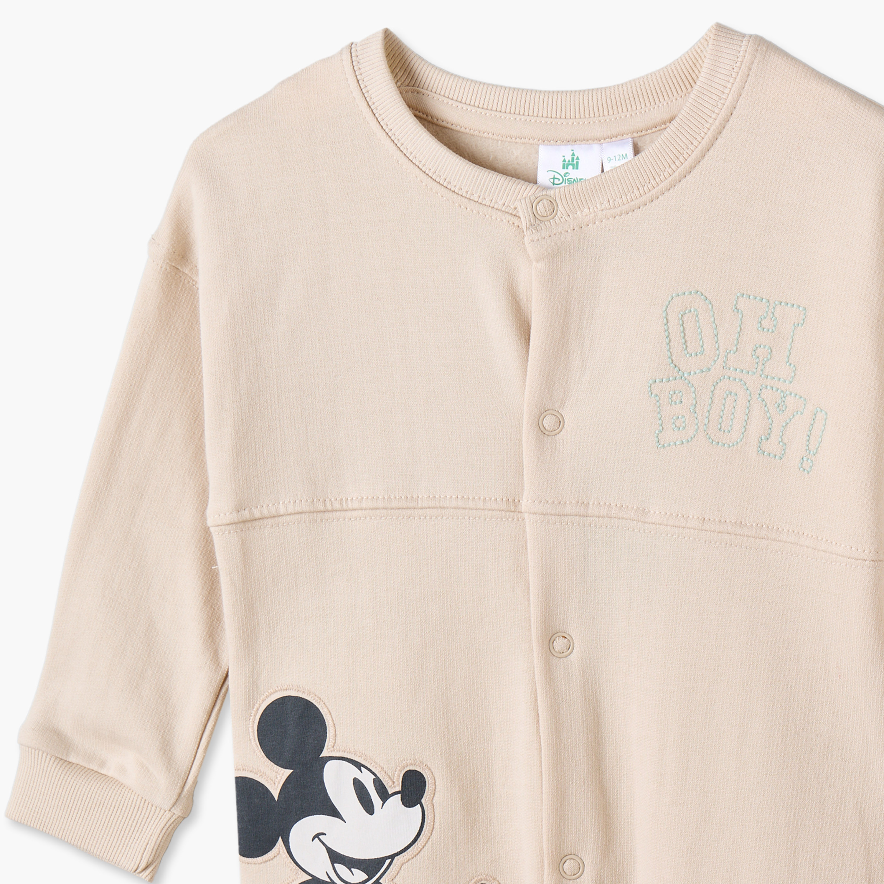 Disney Cotton Crew Neck Long Sleeves Sleepsuit with Mickey Mouse Print-baby-boys-clothing-nightwear-sleepsuits-image-3