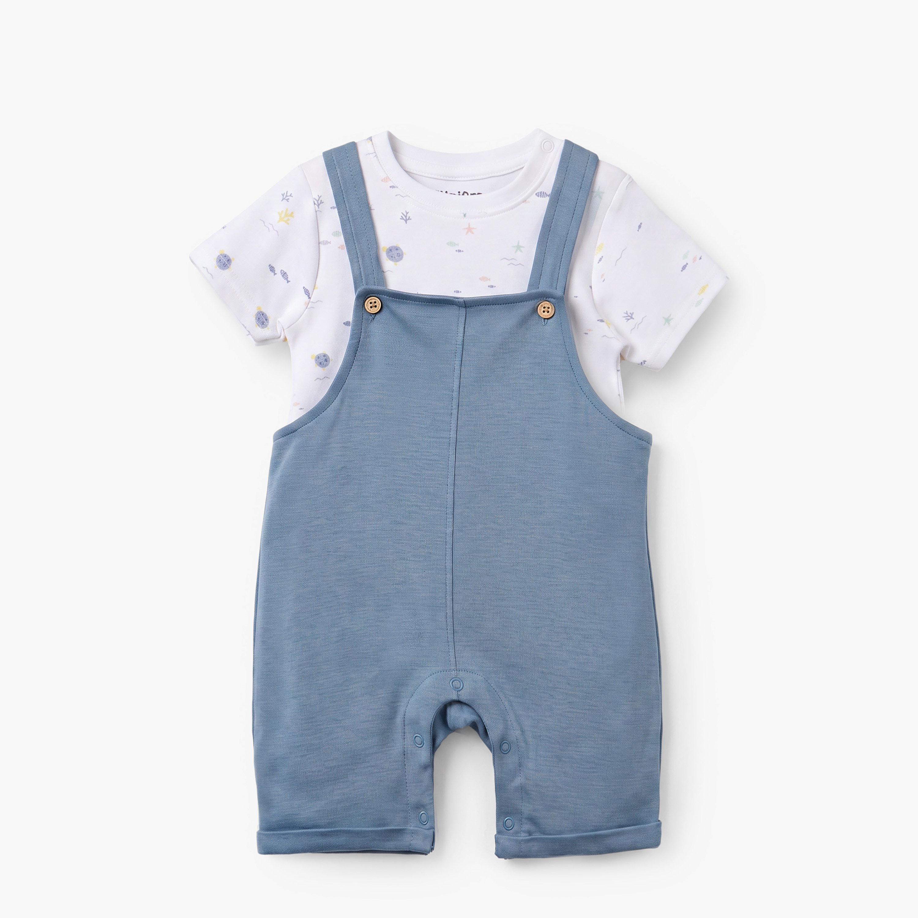 طقم دنغري وتيشيرت بياقة ضيقة وأكمام قصيرة وطبعات بحرية من جونيورز-baby-boys-clothing-setsandcoords-image-1