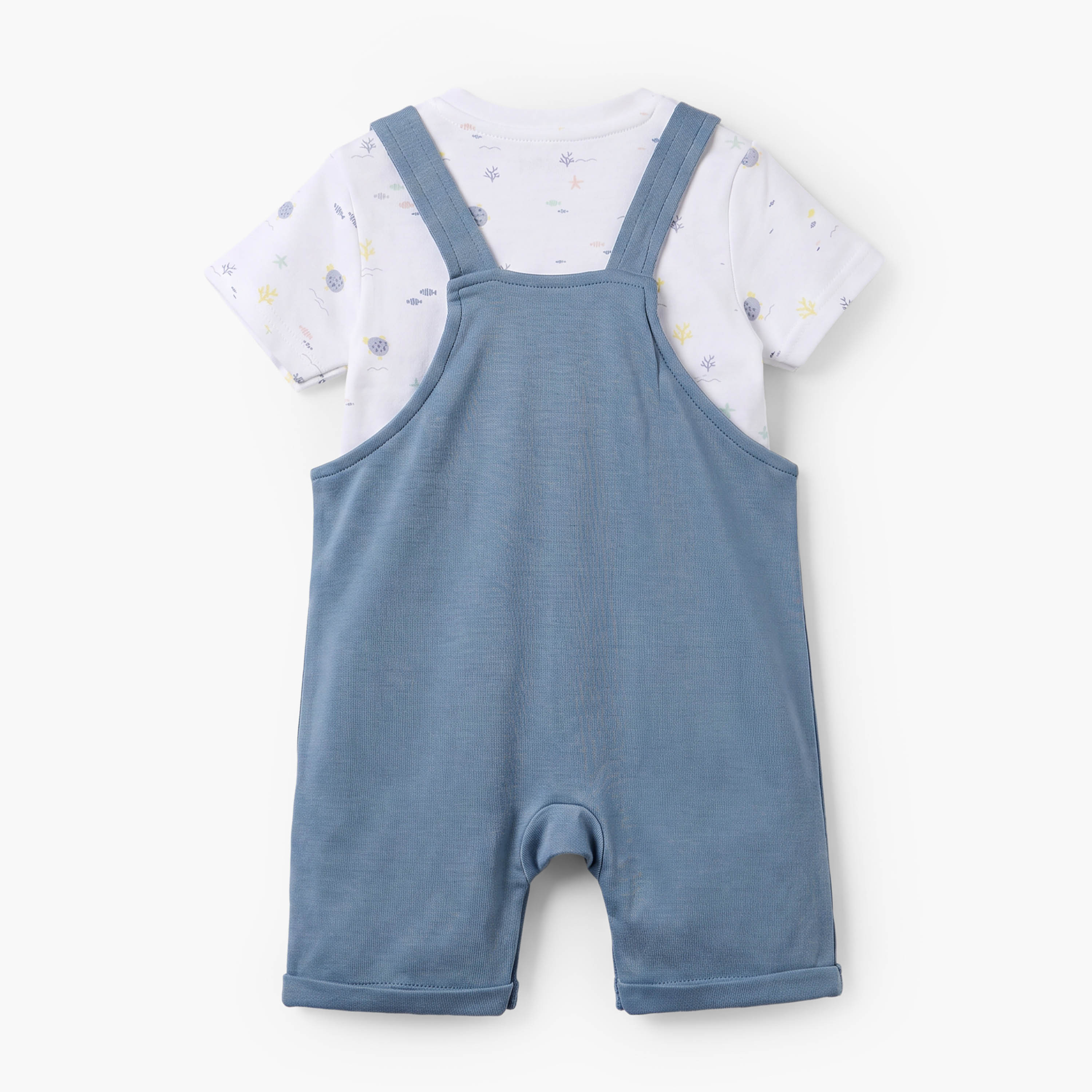 طقم دنغري وتيشيرت بياقة ضيقة وأكمام قصيرة وطبعات بحرية من جونيورز-baby-boys-clothing-setsandcoords-image-2