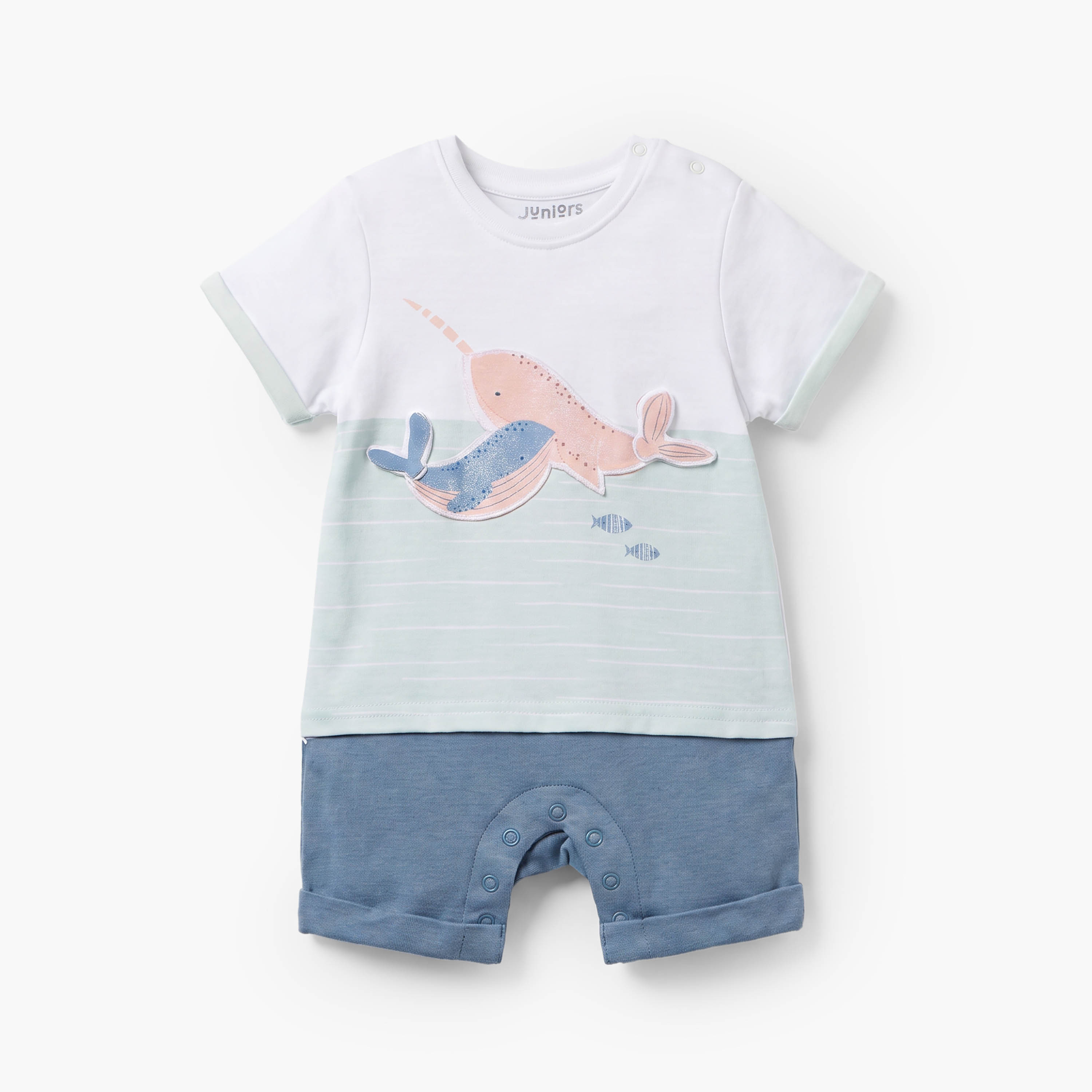 أفرول بياقة ضيقة وأكمام قصيرة وطبعات بحرية من جونيورز-baby-boys-clothing-rompers-image-1