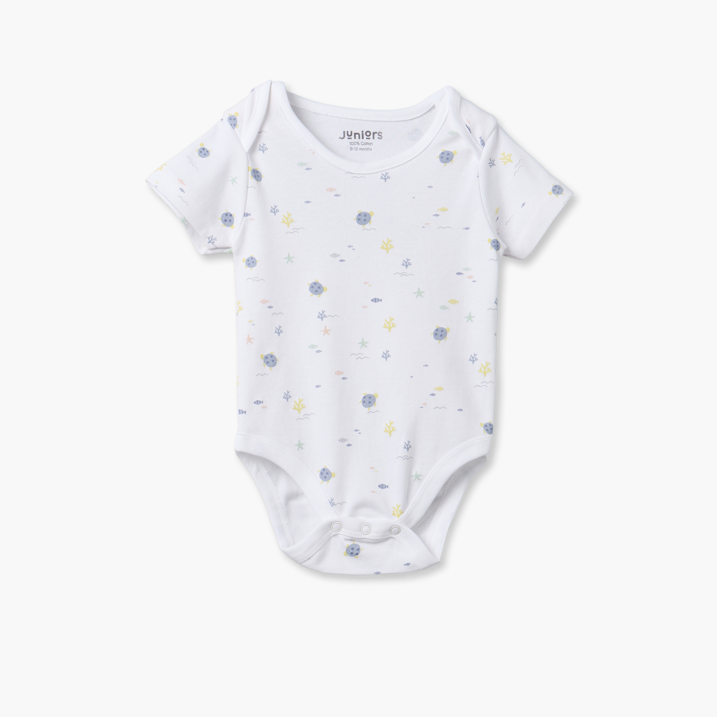 Pack of 2 Juniors Crew Neck Bodysuit with Aquatic Print-baby-boys-clothing-bodysuits-image-3