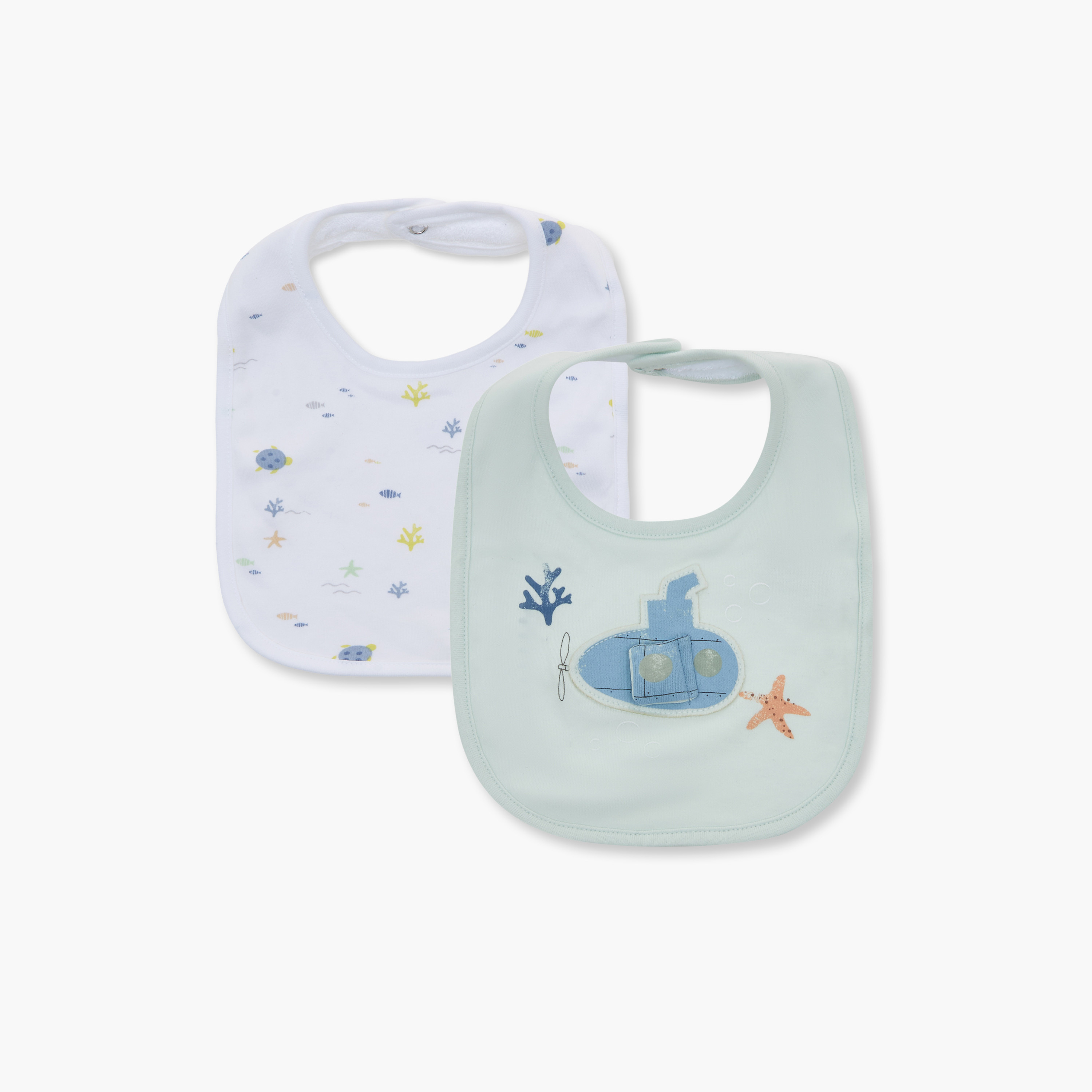 طقم مريلة أطفال جونيورز بنقشة بحرية مميزة عدد 2-baby-feeding-bibs-image-1