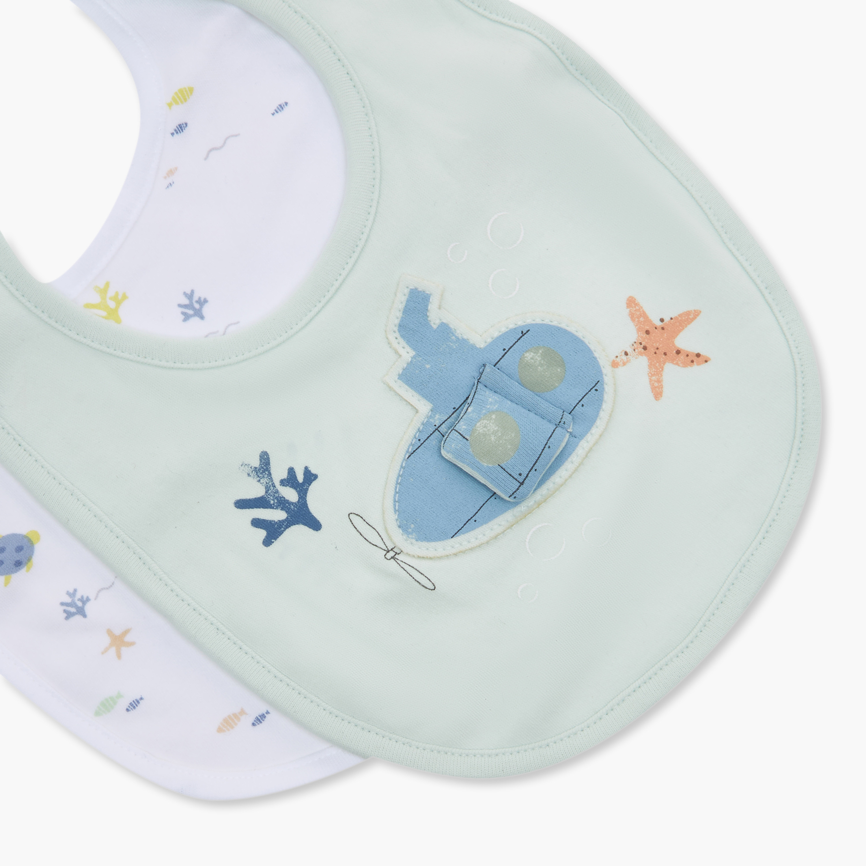 طقم مريلة أطفال جونيورز بنقشة بحرية مميزة عدد 2-baby-feeding-bibs-image-5