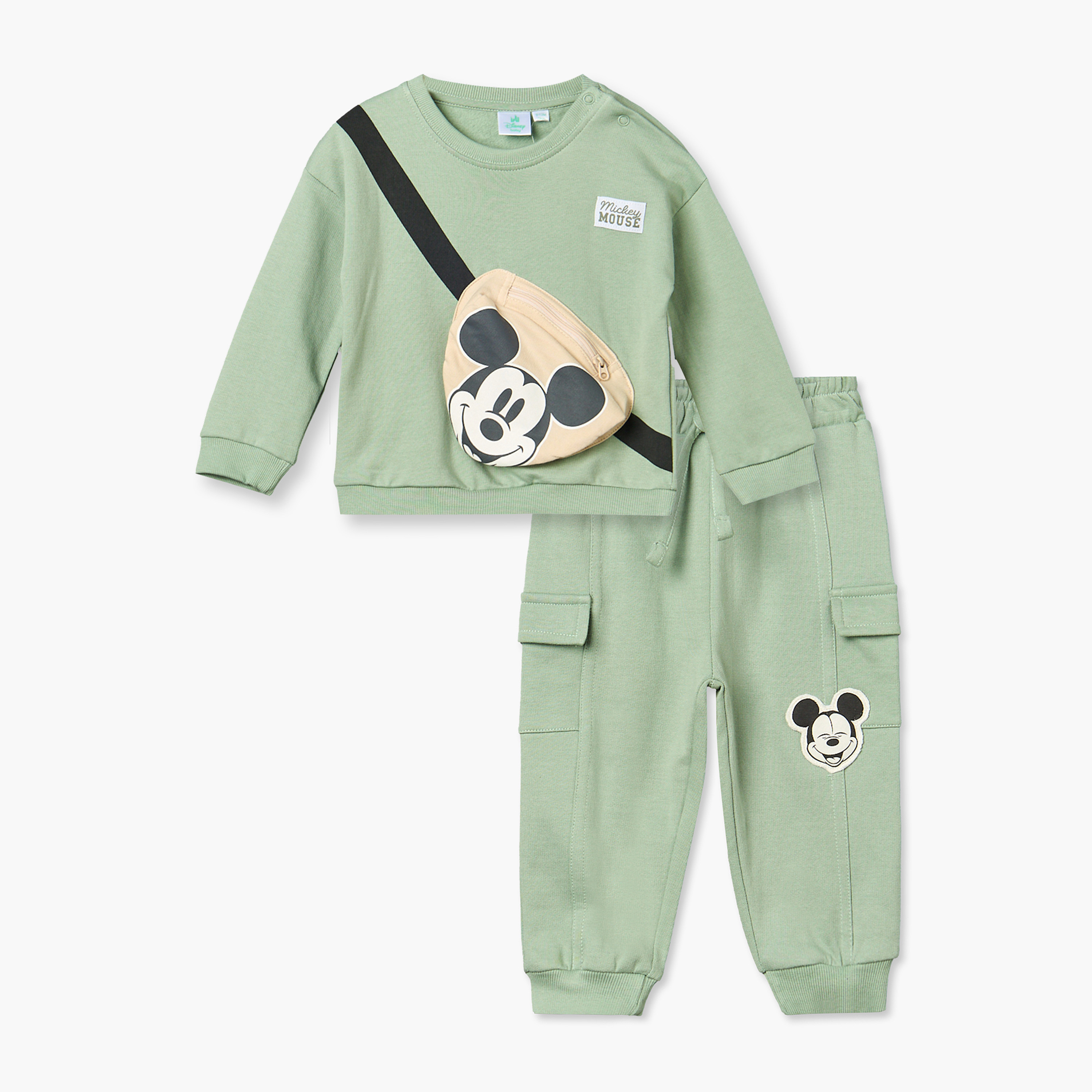 Disney Cotton Crew Neck Long Sleeves Pyjama Set with Mickey Mouse Applique-baby-boys-clothing-nightwear-pyjamasets-image-1