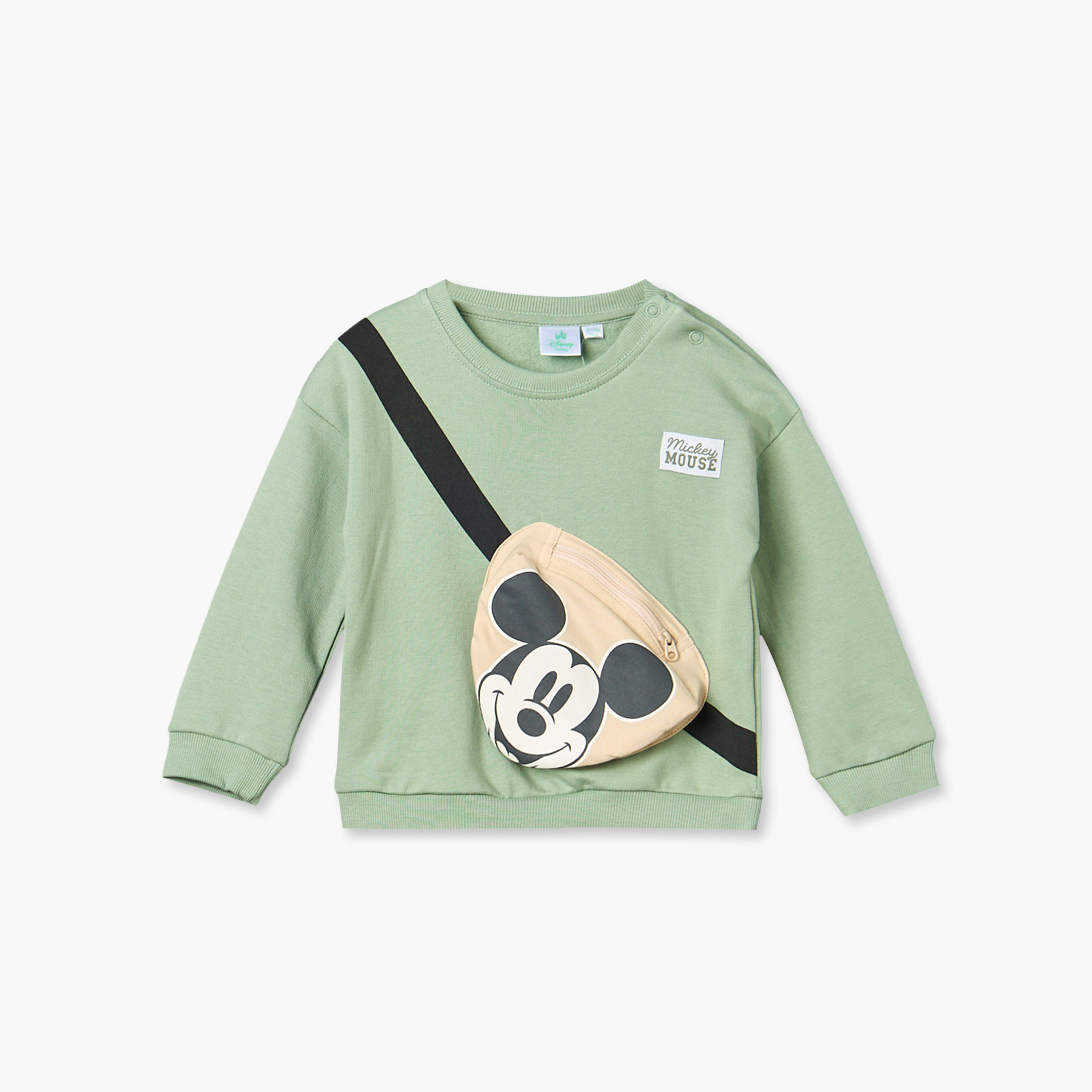 Disney Cotton Crew Neck Long Sleeves Pyjama Set with Mickey Mouse Applique-baby-boys-clothing-nightwear-pyjamasets-image-2