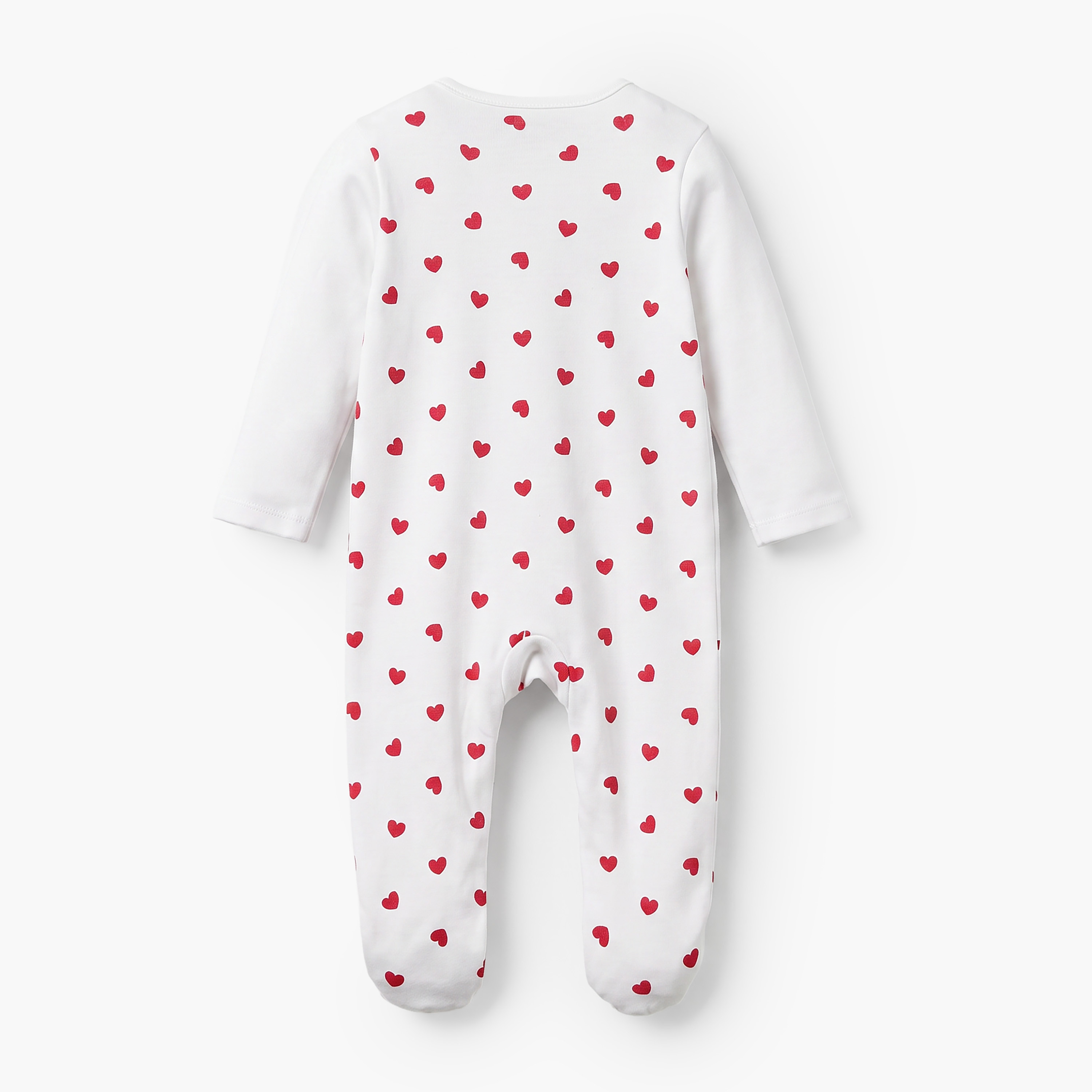 Juniors Cotton Crew Neck Long Sleeves Sleepsuit with Heart Print-baby-girls-clothing-nightwear-sleepsuits-image-2