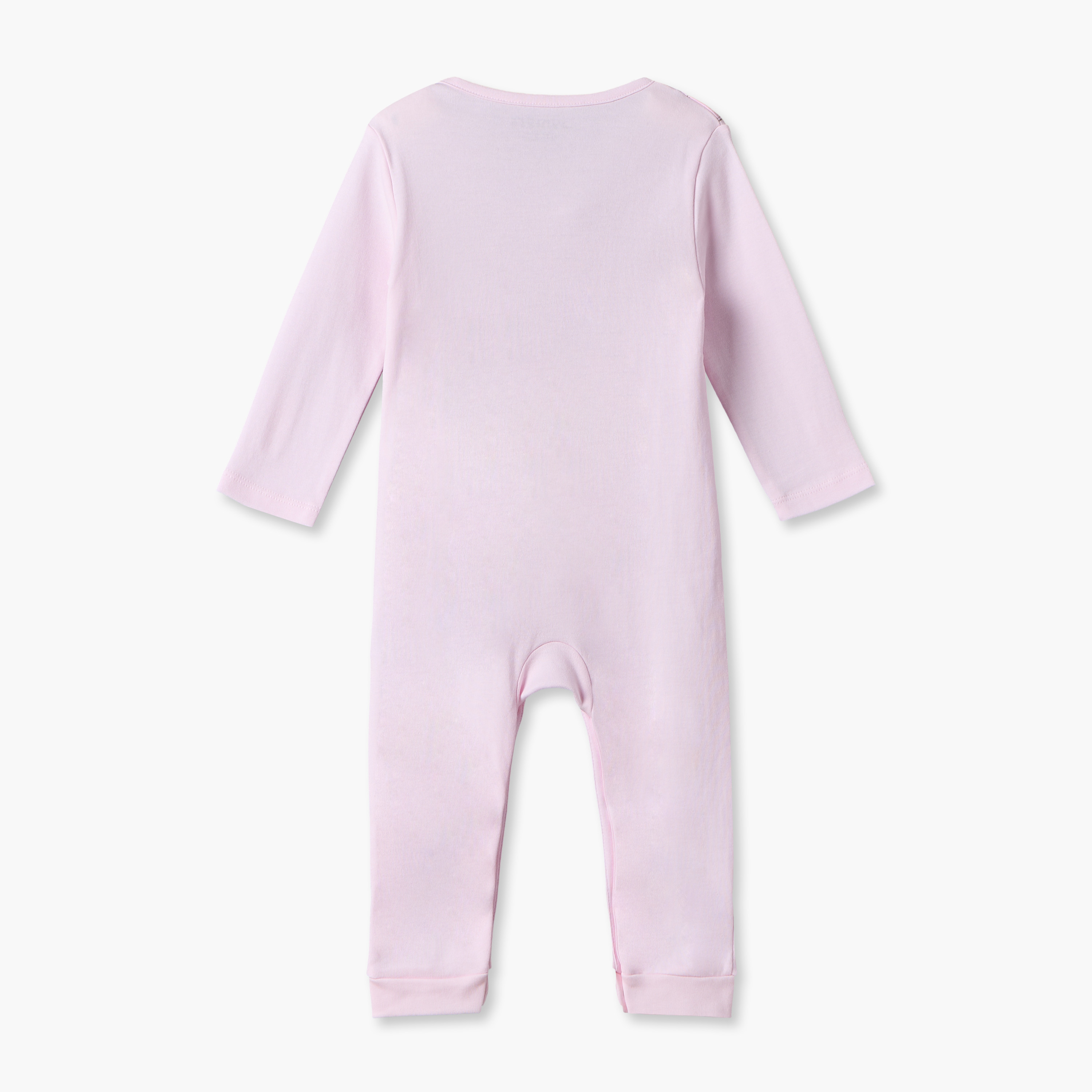 Juniors Cotton Crew Neck Long Sleeves Sleepsuit with Heart Applique-baby-girls-clothing-nightwear-sleepsuits-image-2
