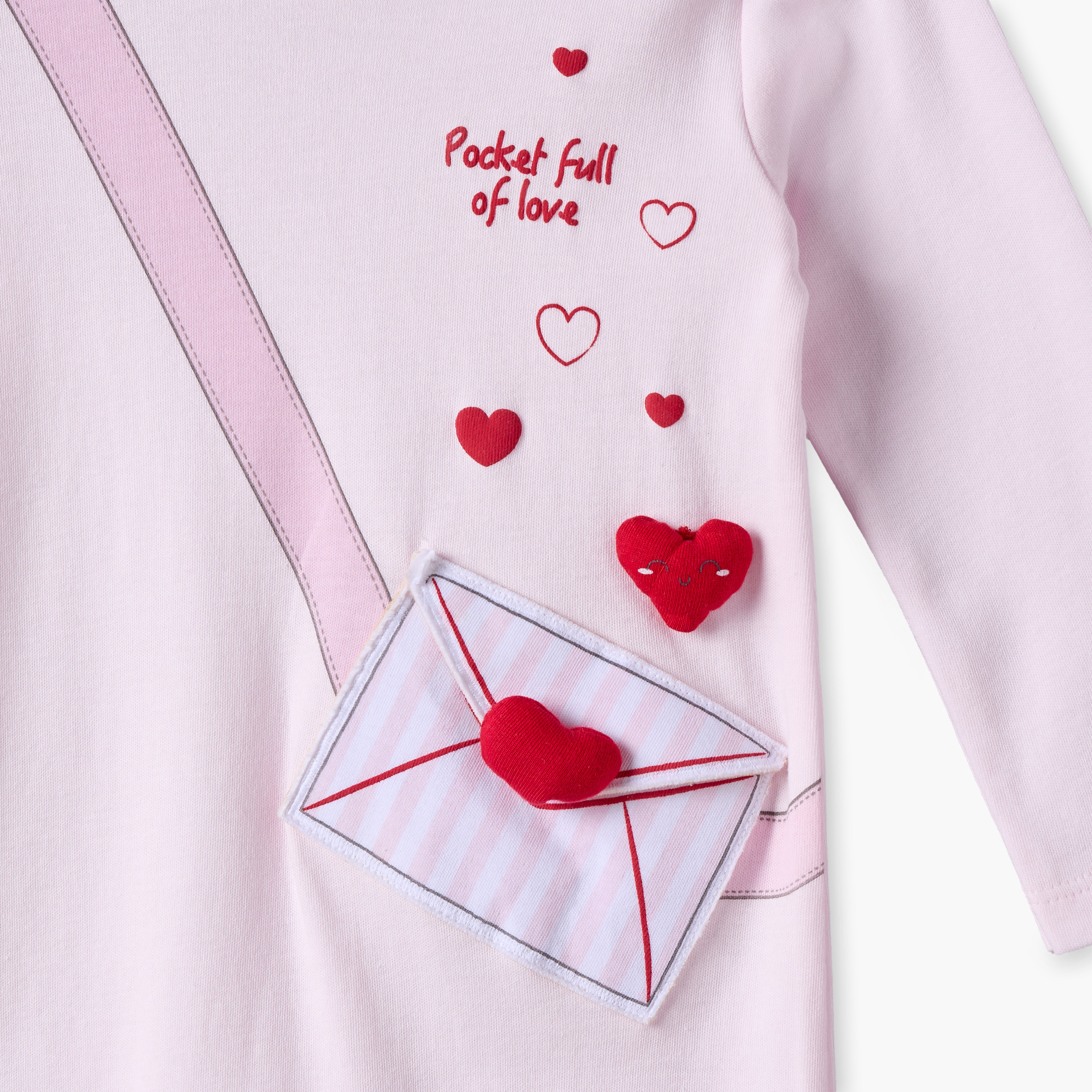 Juniors Cotton Crew Neck Long Sleeves Sleepsuit with Heart Applique-baby-girls-clothing-nightwear-sleepsuits-image-4