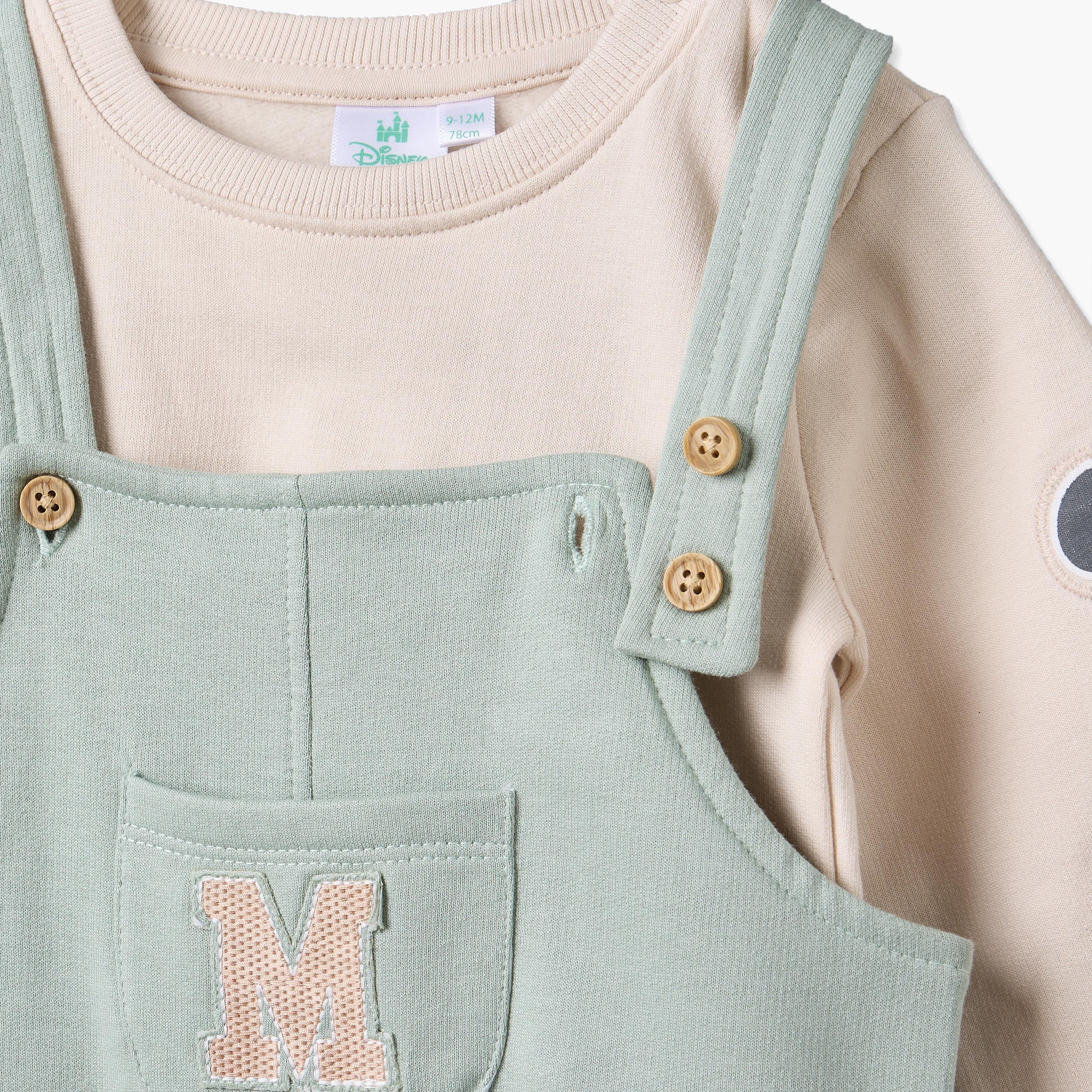 Disney Round Neck Long Sleeves T-shirt and Dungaree Set with Mickey Mouse Set-baby-boys-clothing-winterwear-setsandcoords-image-6
