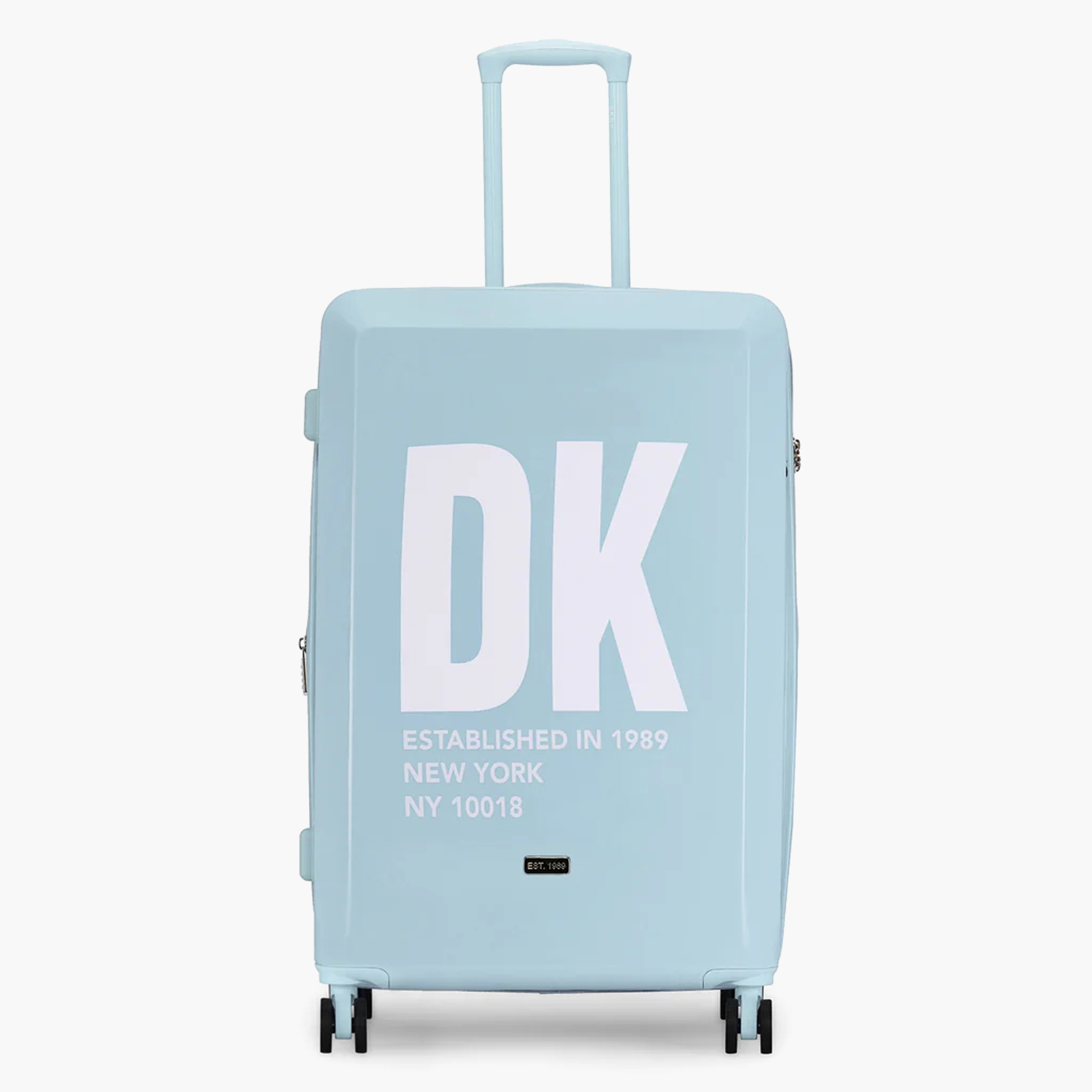 DKNY Logo Print Hardcase Trolley Bag with Retractable Handle - 24 Inches Check-in Bag-travel-luggagesandbags-luggage-image-1